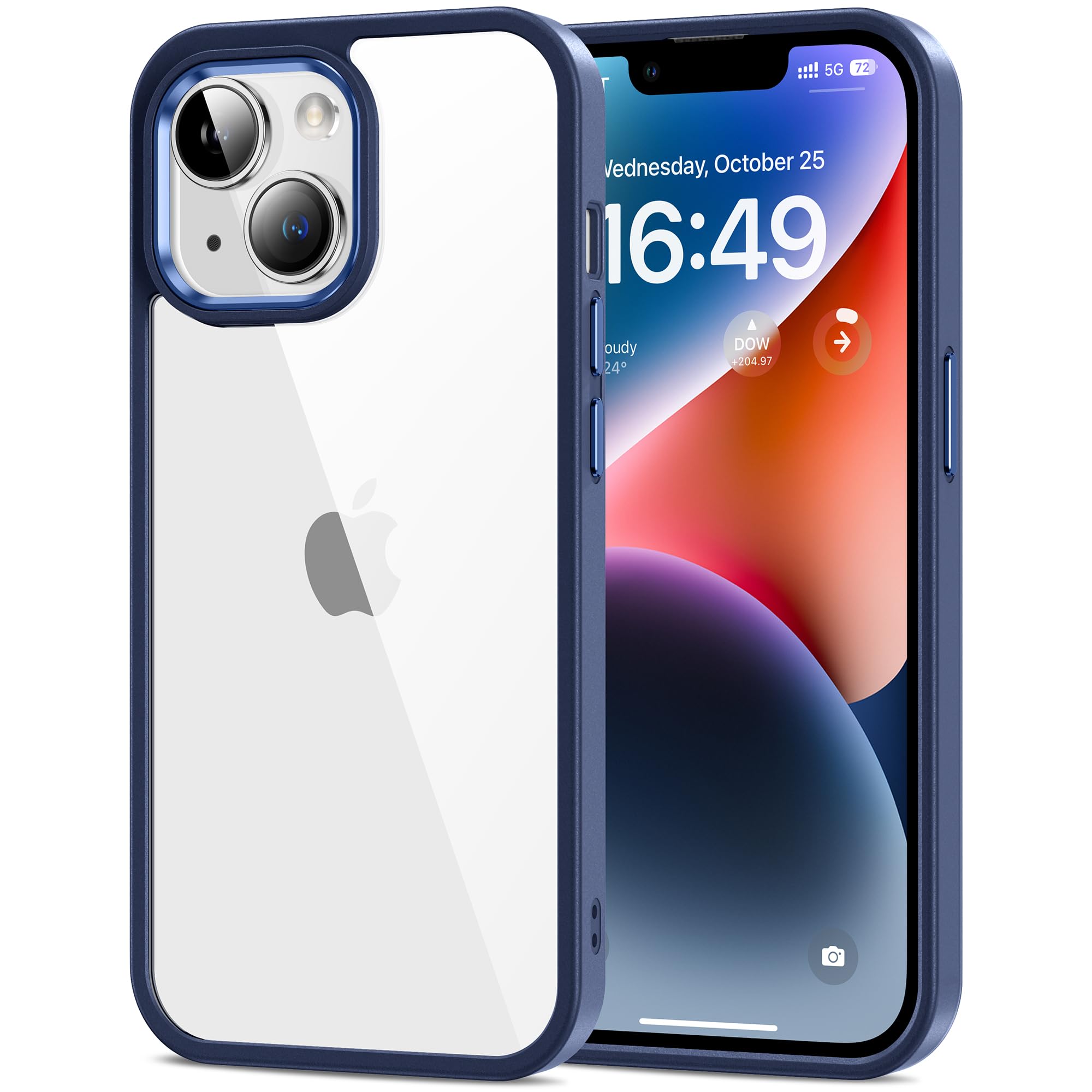 HOOMIL Case for iPhone 14 Plus 6.7-Inch, Non-Yellowing, Drop Protection, Anti-Scratch Transparent Hard Back Phone Cover - Blue