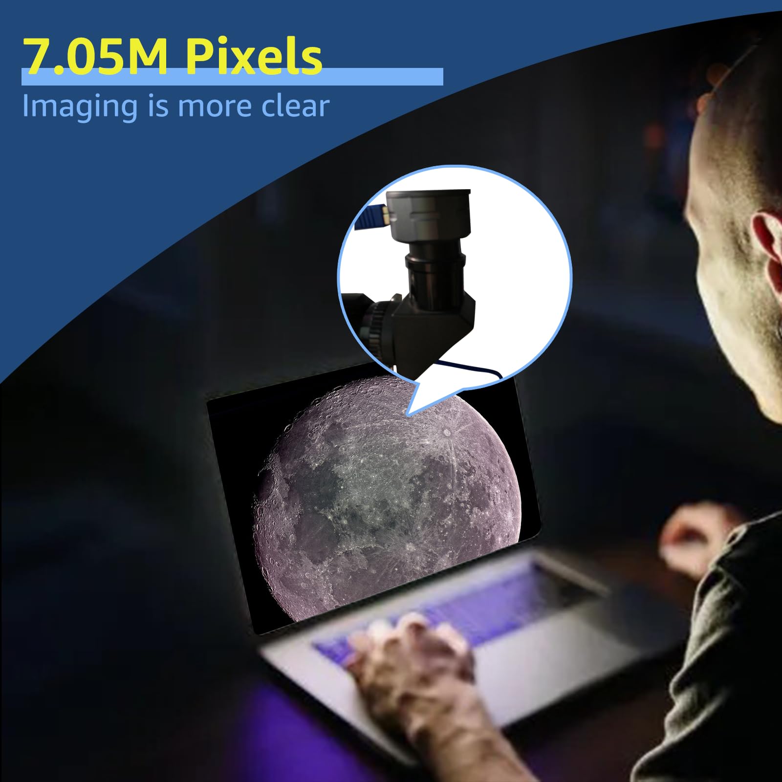 Svbony Sv205 Planetary Camera, 7.05Mp Usb3.0 Electronic Telescope Eyepiece, 1.25 Inches Telescope Camera, Suitable For Entry Lev