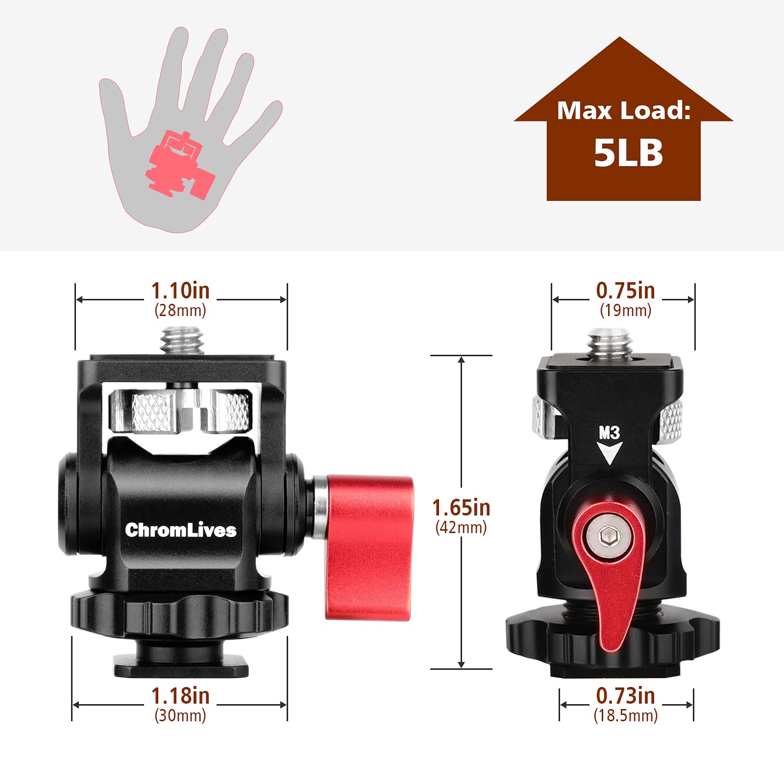Field Monitor Mount Holder,Chromlives Swivel And Tilt Adjustable Camera Monitor Holder Mount With Cold Shoe For 5/7 Inch Monitor