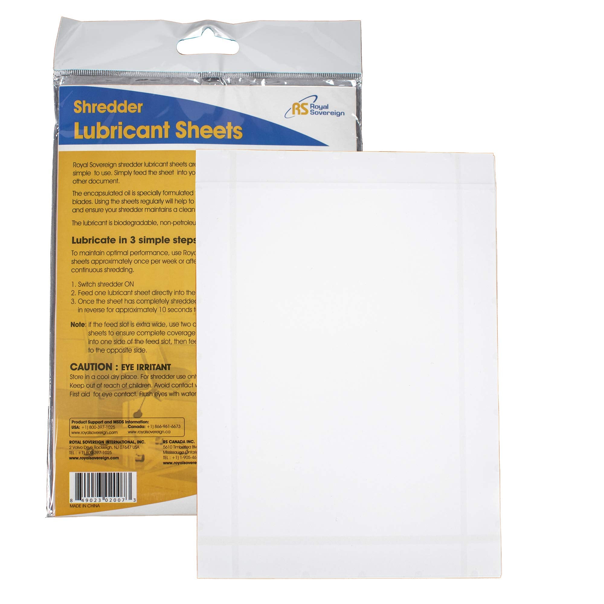 Royal Sovereign Shredder Lubricant Sheets, 10 Pack (Rs Sls)