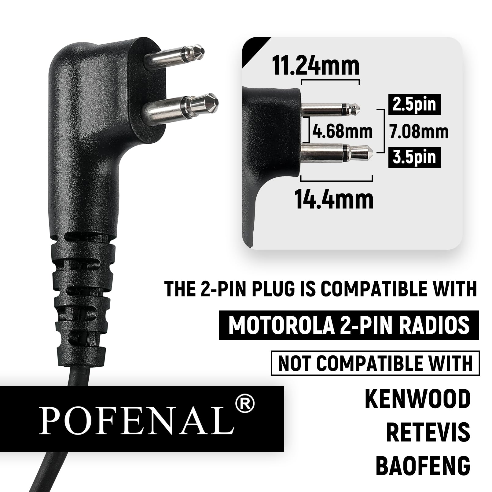 Pofenal Single Wire Walkie Talkie Earpiece Compatible For Motorola Cls1410 Cp200 Gp2000 Xu1100 Pro1150 Mu12 Radio With Ptt Mic D