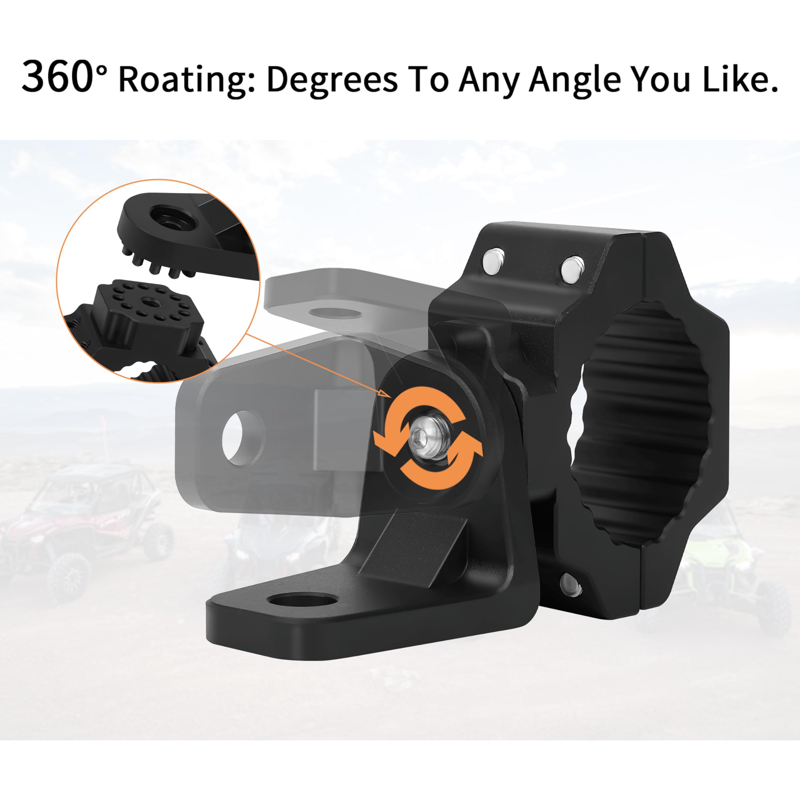 Zidiyoruo Utv Whip Light Mount & Light Bar Bracket - Heavy Duty Aluminum Alloy Clamp For 1.75-2 Roll Cage, 360 Rotating Flag Hol