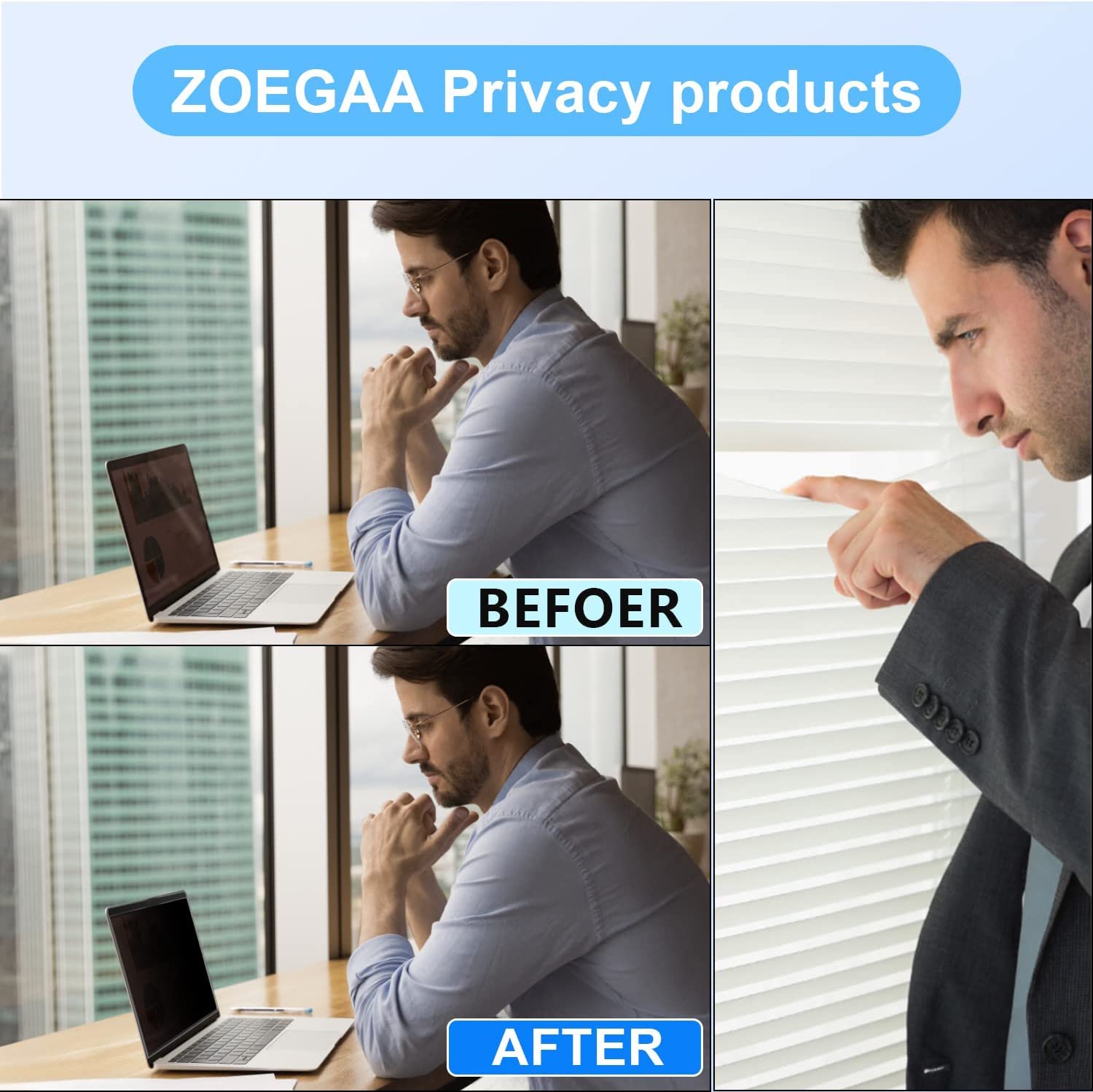 Zoegaa Macbook Pro 16 Privacy Screen, Removable Privacy Screen For Macbook Pro 16 Inch (2019, Model: A2141), Anti Blue Light Lap