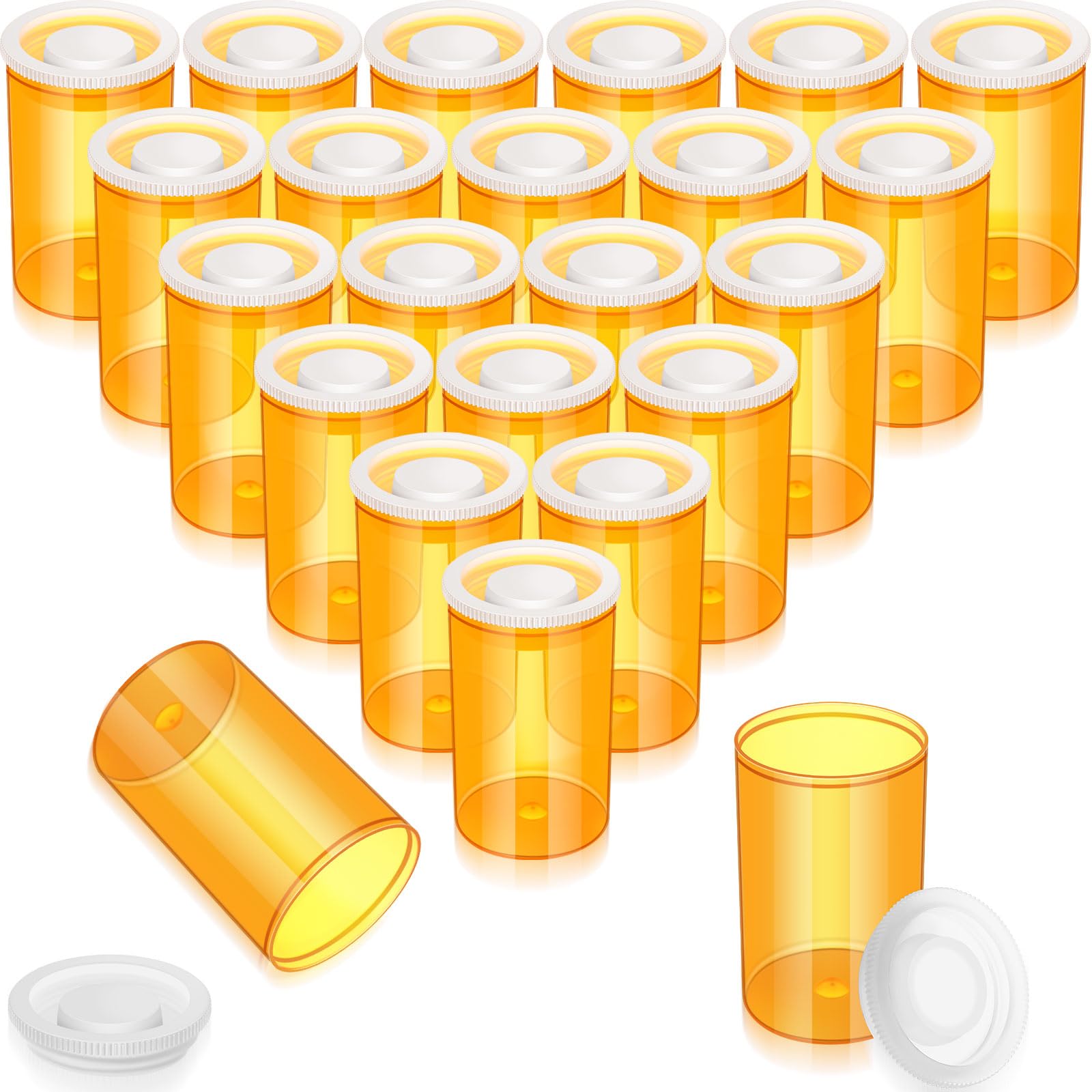 Jovitec 30 Pack Empty Pill Bottles With Lids Pill Container Plastic Medicine Bottle Plastic Vials For Storing Small Accessories, Prescription Medication, Vitamins, Film, Coins, Art Beads(Yellow)