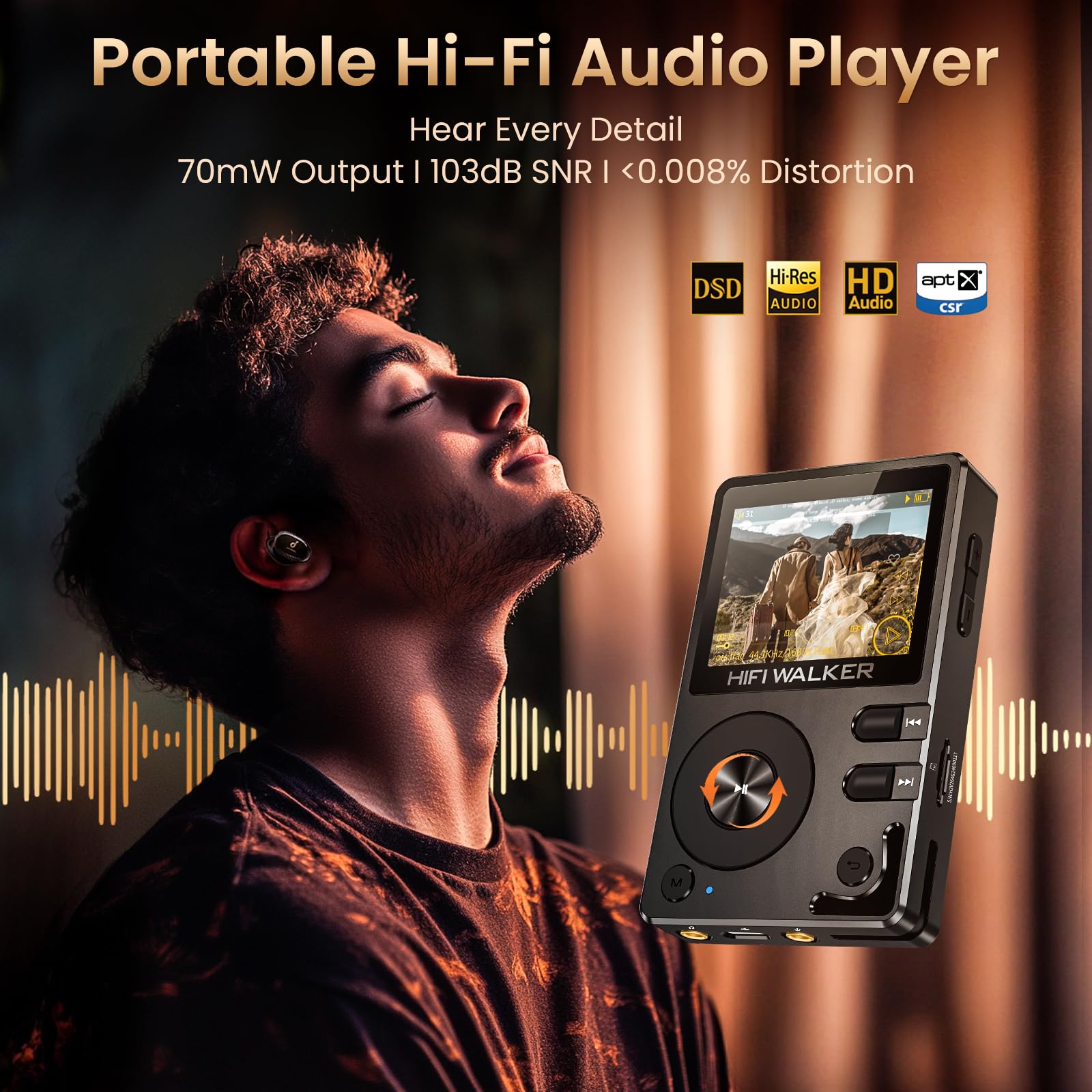 Hifi Walker H2 128Gb Mp3 Player Bluetooth 5.2 Hi Res Music Player Flac Digital Dsd Lossless Audio Player High Resolution Portabl