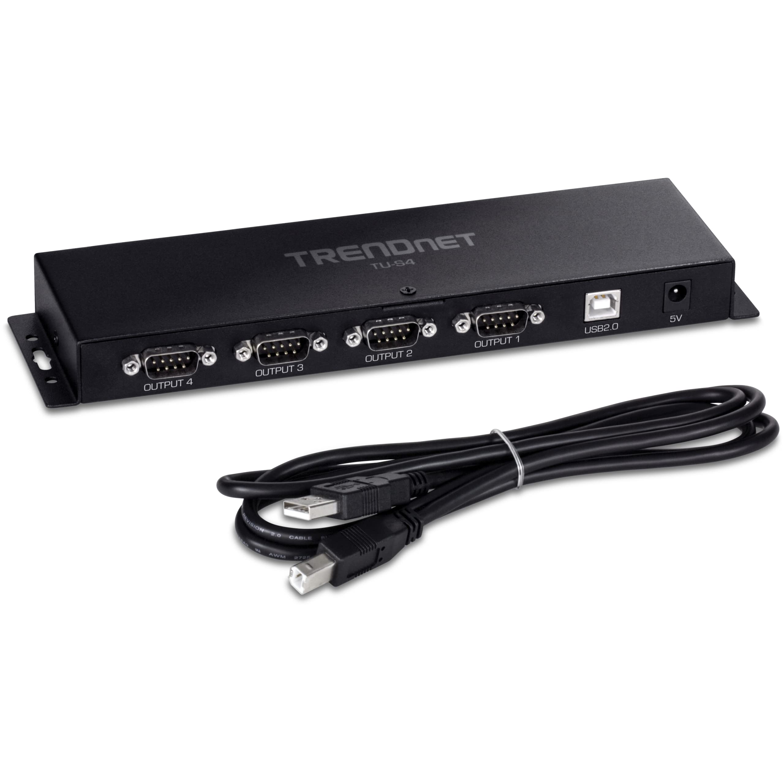 Trendnet Tu S4, 4 Port Usb To Serial Rs232 Hub, Black
