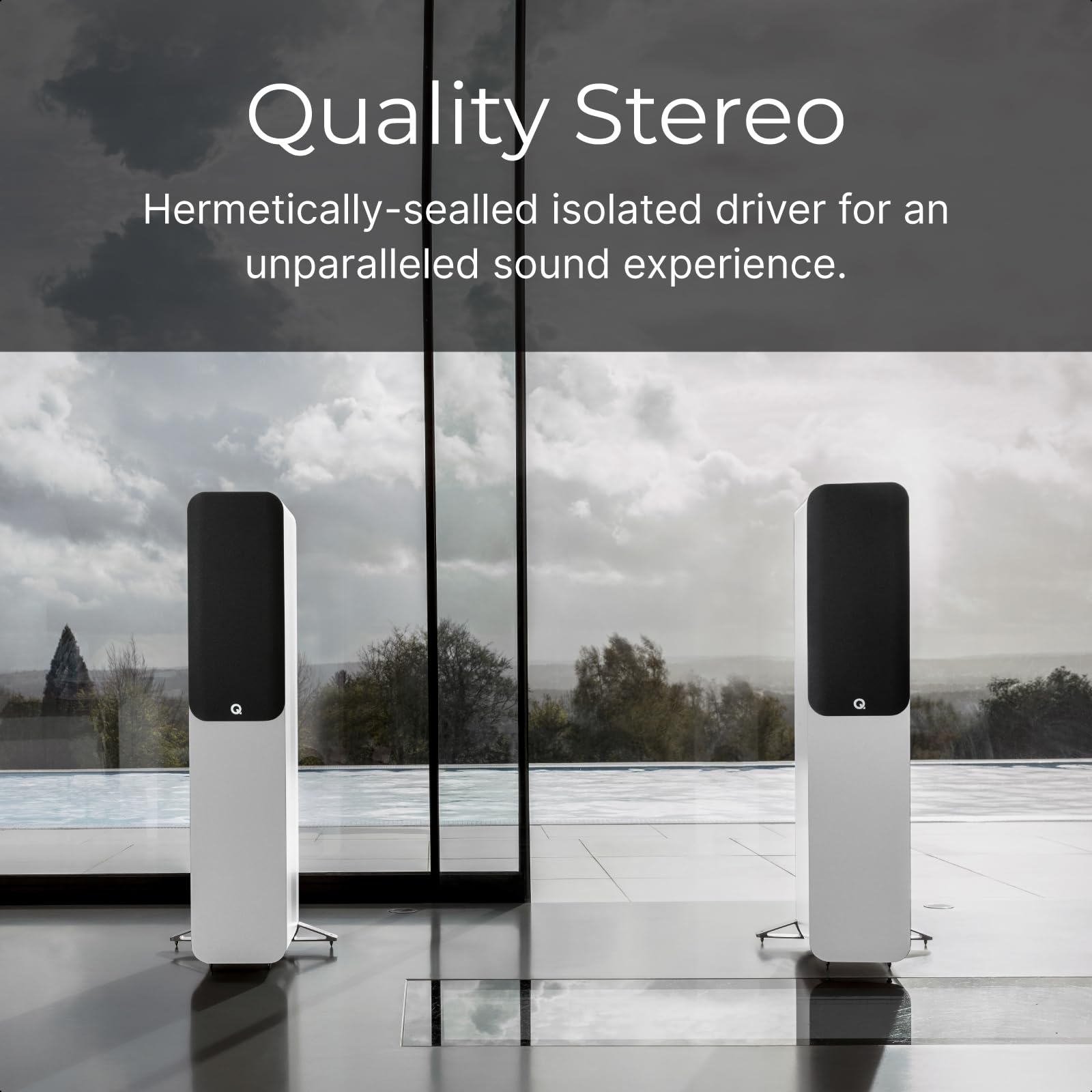 Q Acoustics 5040 Floorstanding Speaker Satin White (Single Speaker)   2 X 5 Mid/Bass Drivers, 1'' Tweeter   Stereo System For Ho