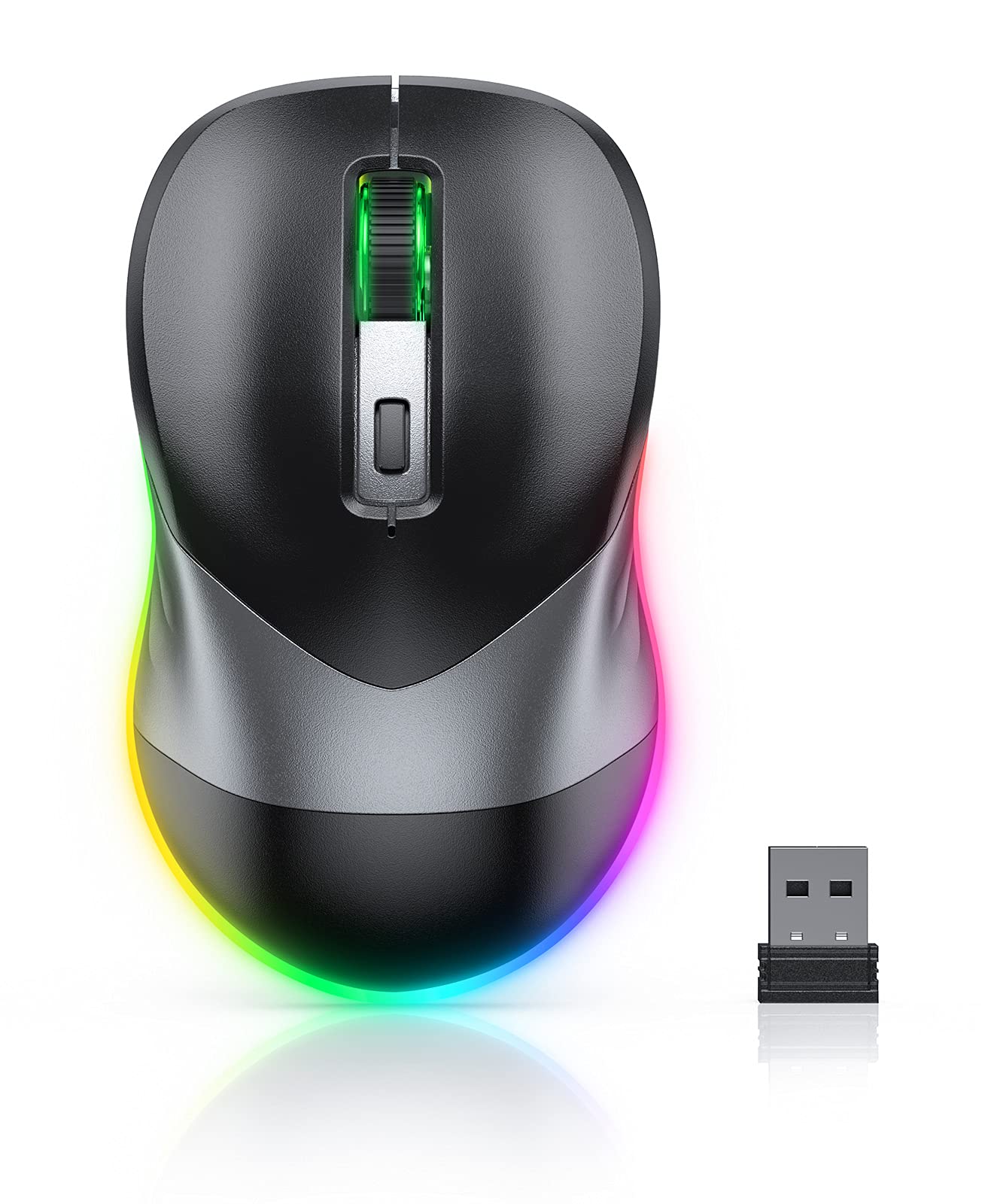 Peious Wireless Mouse, Jiggler Mouse For Laptop   Led Mouse Rechargeable Computer Mice Mouse Mover Undetectable Random Movement 