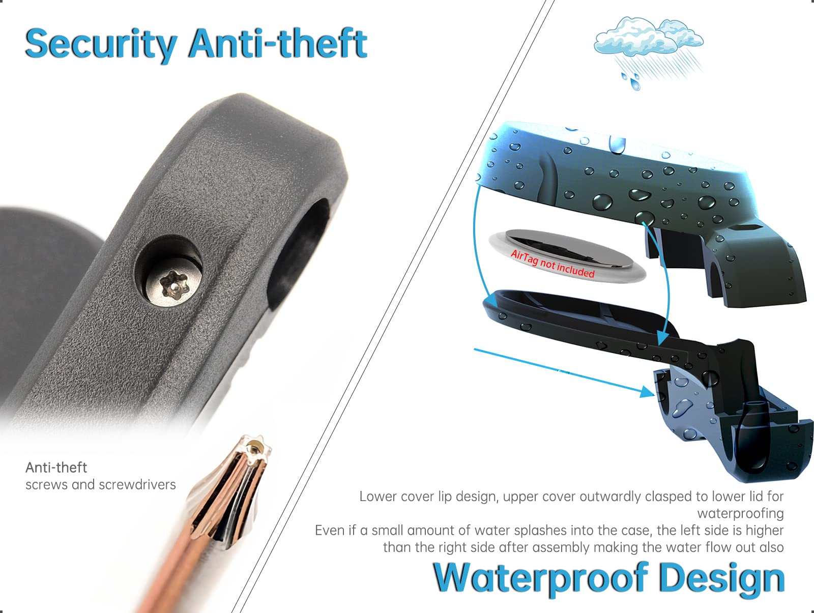 Amzpilot Bike Hidden Mount For Airtag Under The Seat, Bike Gps Tracker Anti Theft Protection. Waterproof Bicycle Saddle Holder F