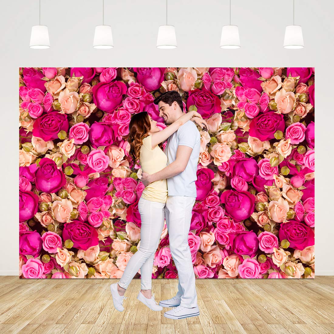 Ticuenicoa 7X5Ft Pink Red Rose Flowers Photography Backdrop Valentine'S Day Photo Background Baby Shower Wedding Happy Birthday