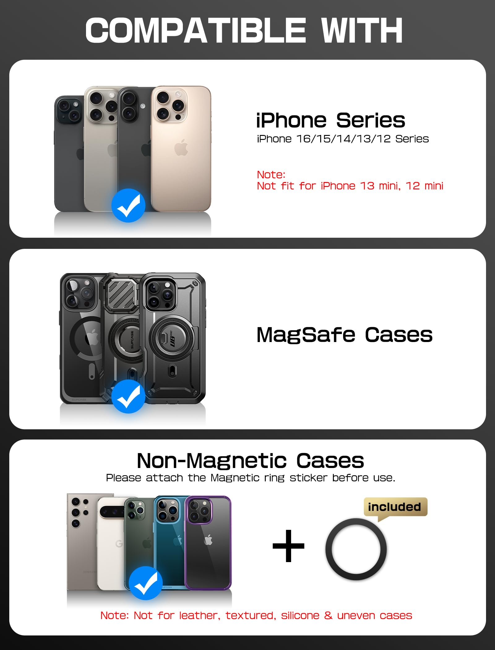 Supcase For Magsafe Wallet With Airtag Holder, Magnetic Airtag Wallet For Men, [Hold 5 Cards] [Adjustable Stand] [Rfid Blocking]