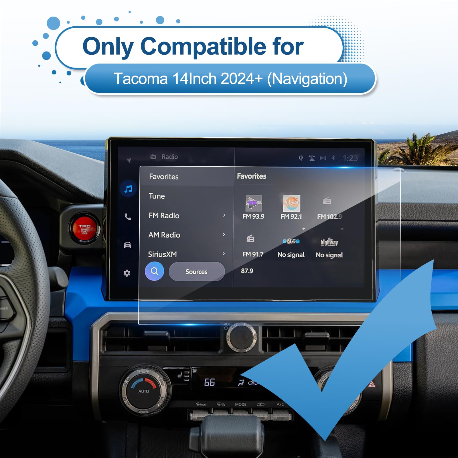 Coleya Updated 2024 Tacoma Screen Protector For Toyota Tacoma (Limited/Trailhunter/Trd Pro/Trd Sport/Trd Off Road)14 In Touchscr