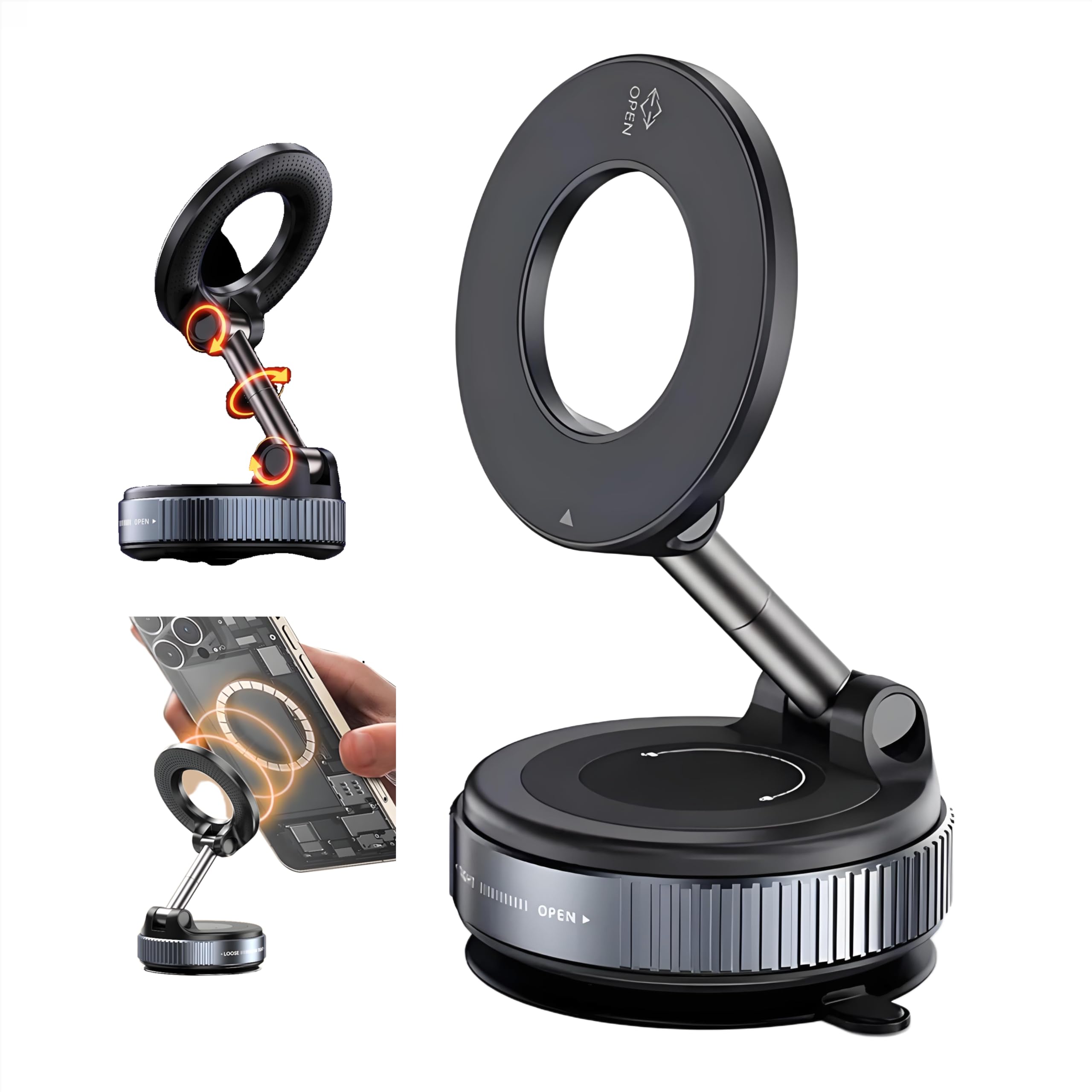 Magnetic Phone Holder For Car, Vacuum Suction Car Phone Holder, Phone Holders For Your Car, Car Magnetic Phone Mount Compatible 