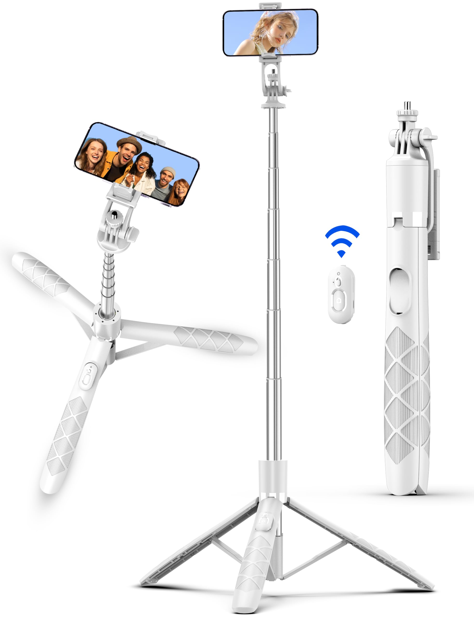 71 Selfie Stick, Smartphone Tripod Stand All-in-1 with Remote, Travel Tripod for iPhone, Extendable Cell Phone Tripods for Selfi