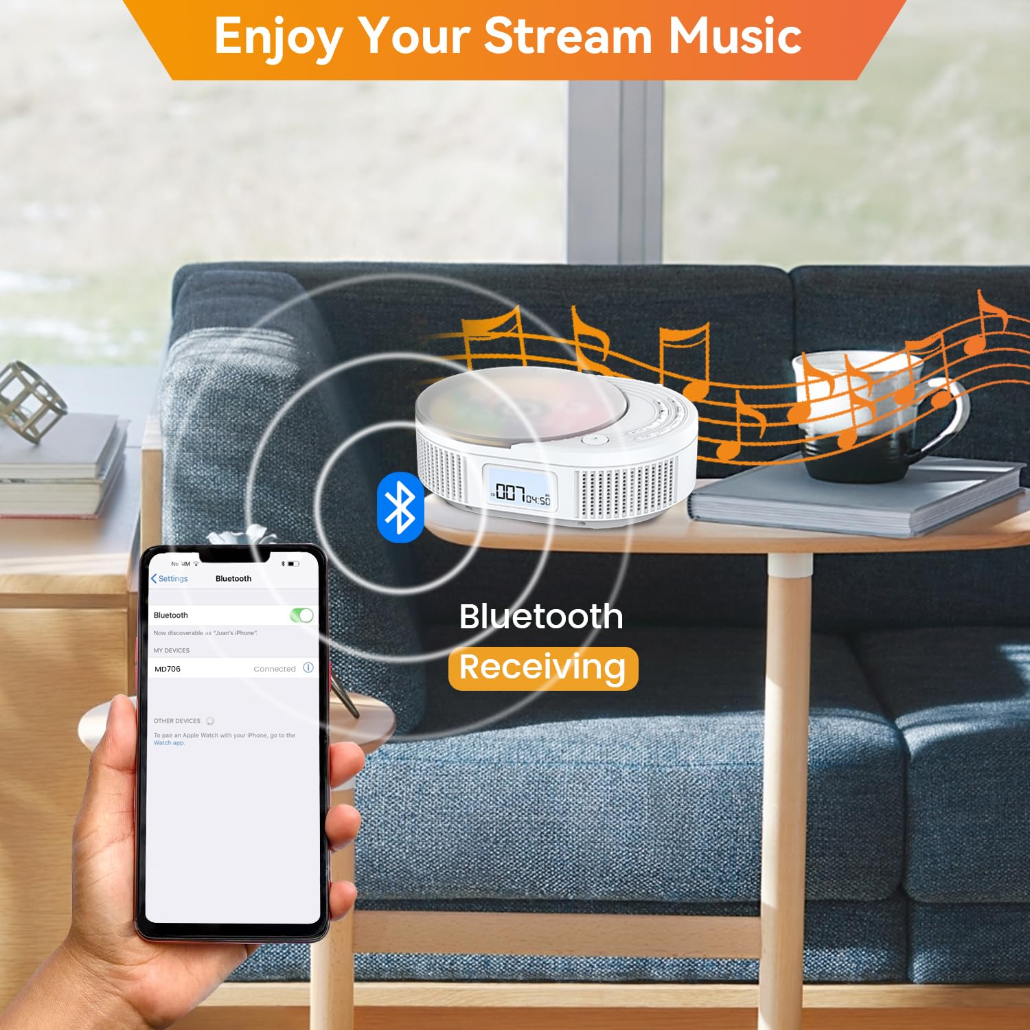 Cd Player Portable,Monodeal Boombox Cd Player With Bluetooth Transmitter,Fm Radio & Bluetooth Speaker 2 In 1 Combo,Portable Cd Player For Car/Home With Remote Control,Headphone Jack,Support Aux/Usb