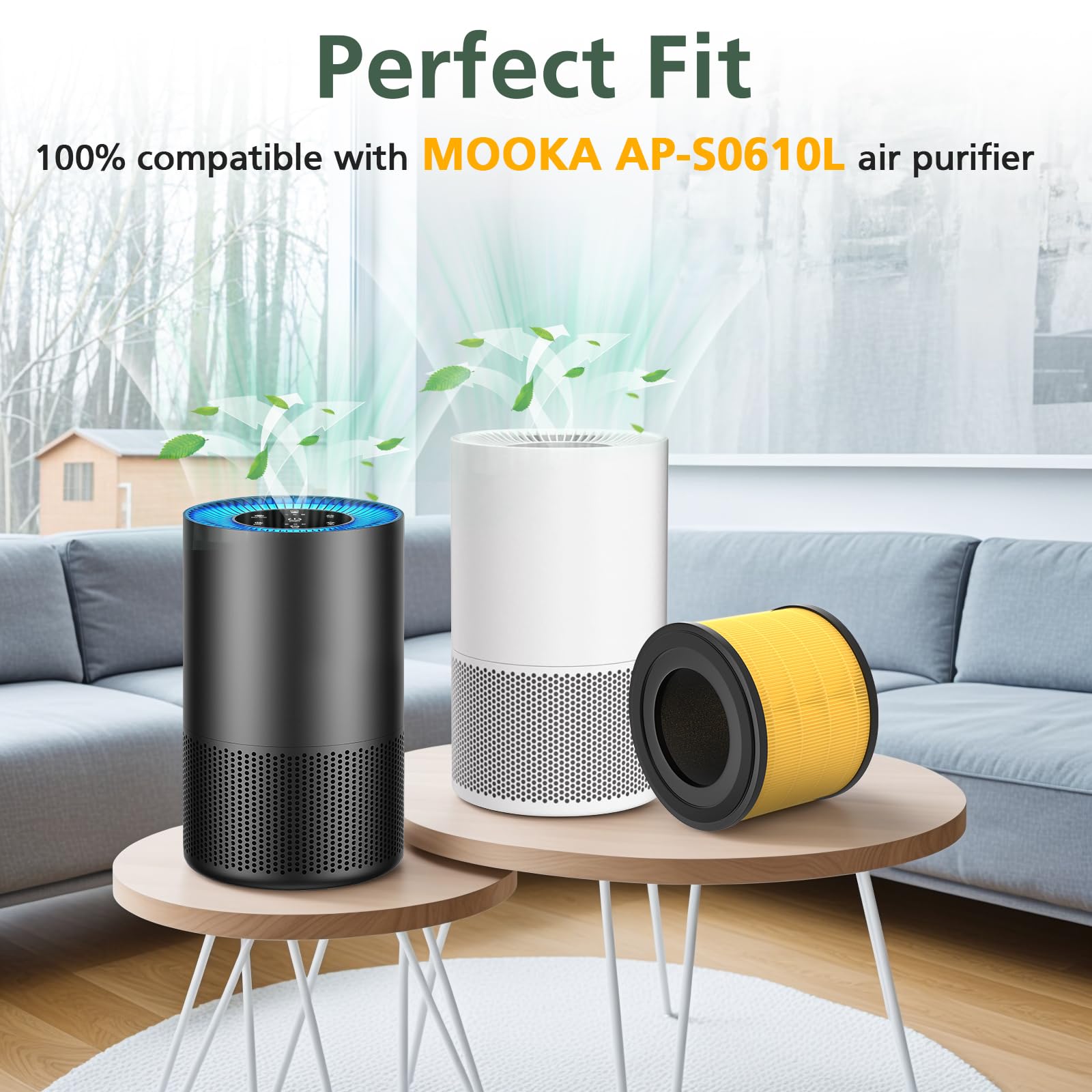 2 Pack Ap S0610L Pet Filt Er Replacement For Mooka Ap S0610L Air Purif Ier, 3 In 1 H13 True Hepa Filt Er, High Efficiency Activa