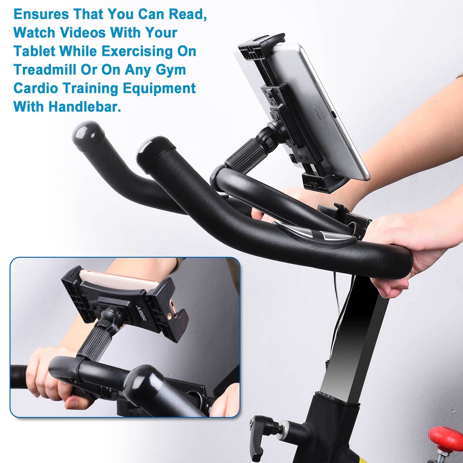 Jubor Tablet Holder, Bike Ipad Holder Stand For Indoor Gym Treadmill, Stationary Bicycle And Spin Exercise Bike, Tablet Mount Cl