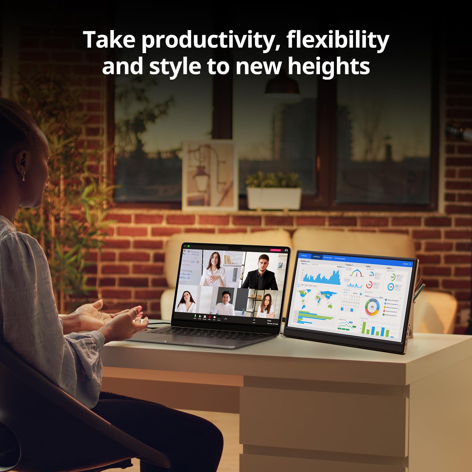 Anyuse Portable Monitor 15.6 Inch 1080P Usb-C Hdmi Ultra-Slim Travel Monitor With Kickstand, For Laptop, Pc, Mac Phone, Ps, Xbox