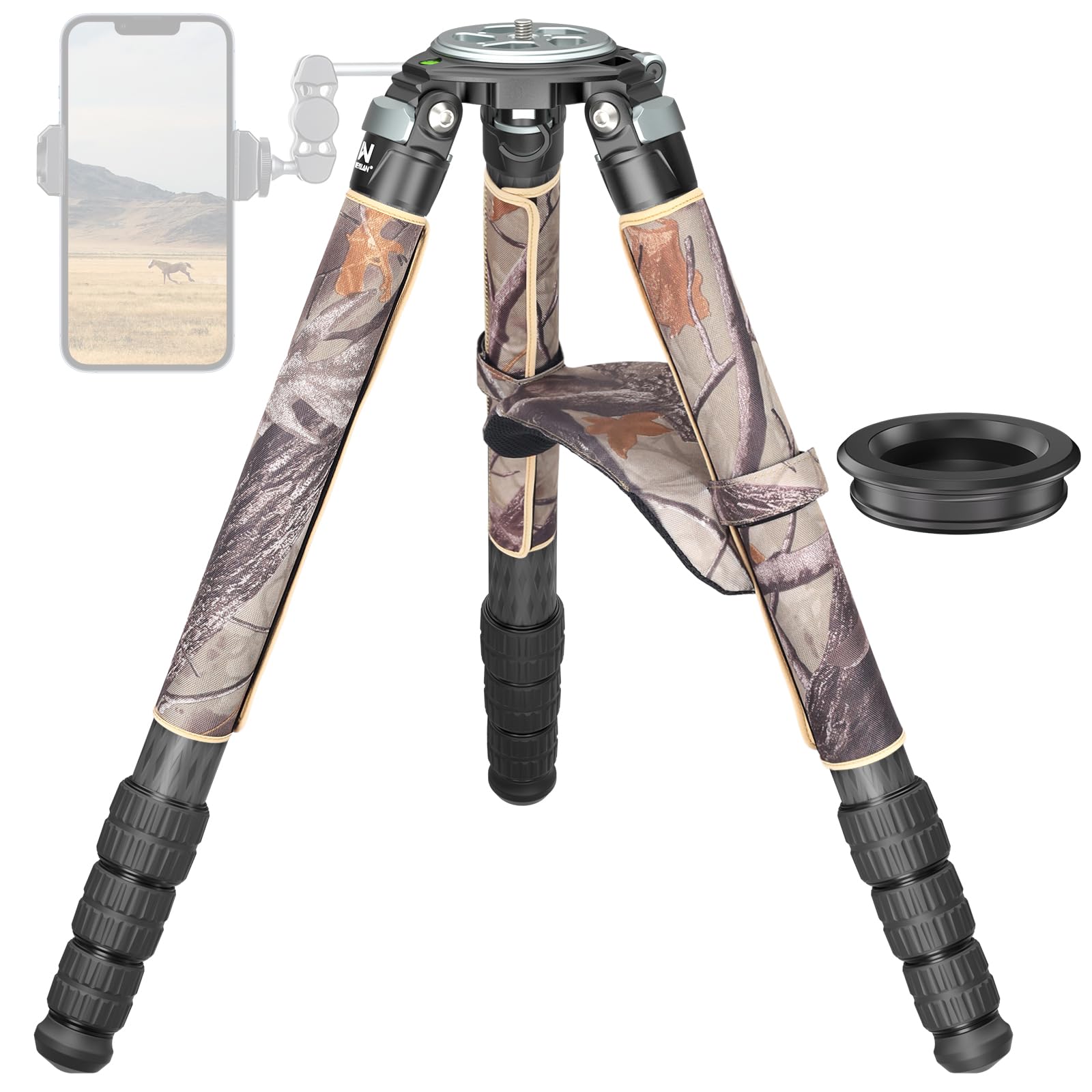 Carbon Fiber Tripod For Camera, Weyllan Lx9G Heavy Duty Camera Tripod, Bowl Tripod With 40Mm Leg Camouflage Sleeve 10 Layer Carb