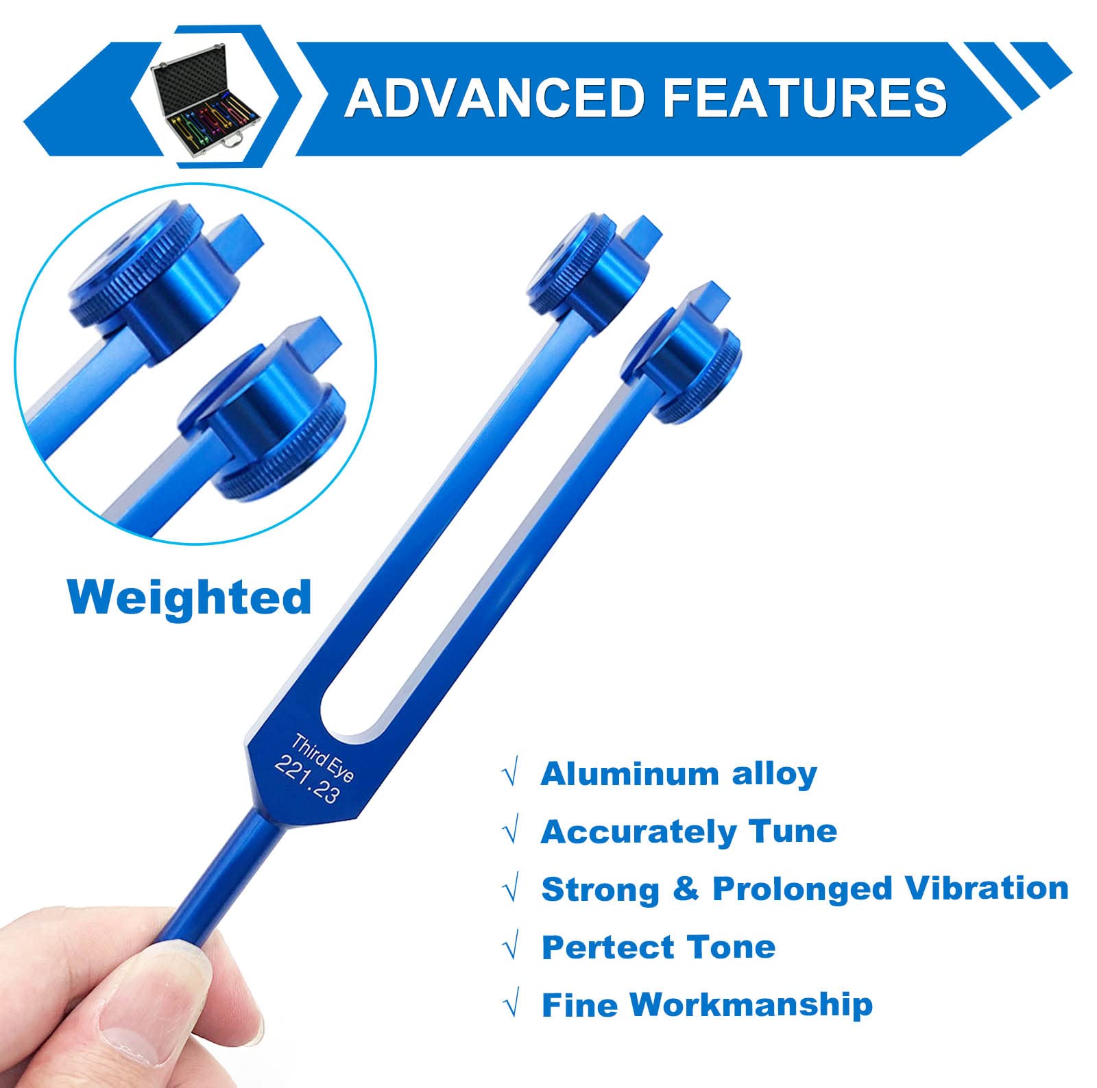 Chakra Tuning Forks Set For Healing, 7 Chakra+1 Soul Purpose Weighted Tuning Forks With Exquisite Aluminum Gift Box, Multicolour