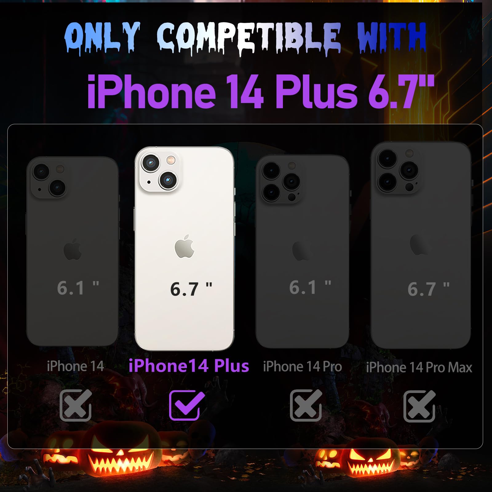 Lotadilo For Iphone 14 Plus Phone Case For Men Women, Cool Skull Skeleton Funny Gothic Hollow Halloween Phone Case For Iphone 14