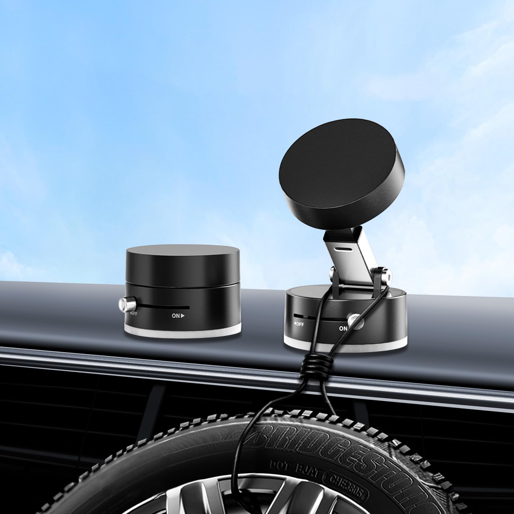 Dreambee Upgraded Vacuum Magnetic Car Phone Holder,Strong Suction Cup Car Phone Mount,Foldable&Retractable Phone Holders For You