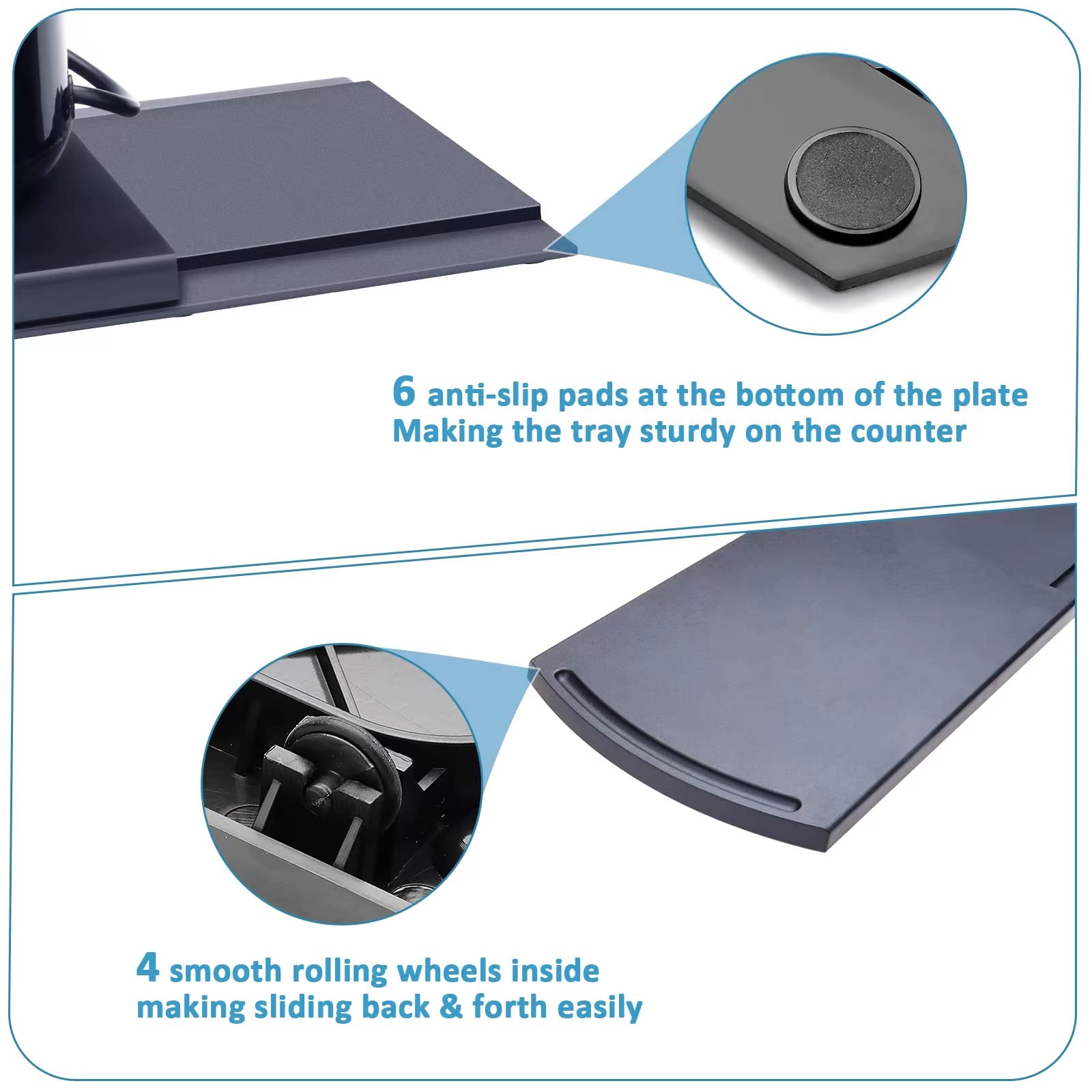 Gagaya Sliding Tray For Coffee Maker, Kitchen Appliance Moving Caddy, Countertop Storage Mat With Smooth Rolling Wheels For Blen