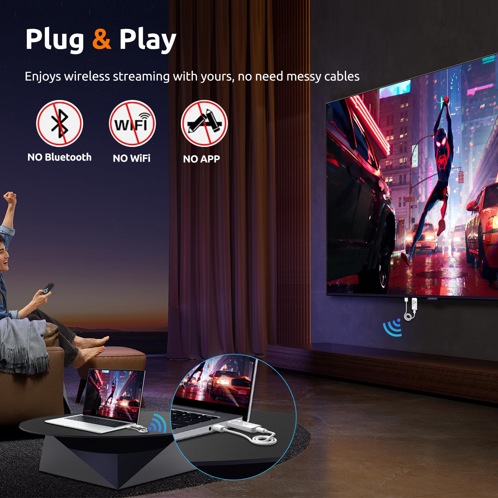 Wireless Hdmi Transmitter And Receiver 4K, 2.4G/5G Plug & Play Portable Wireless Hdmi Extender Kit For Streaming Video And Audio