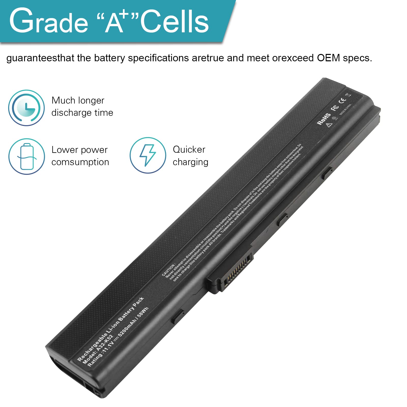 A32 K52 Laptop Battery For Asus A52F A52J K52F X52N X52J X52F K52D K52J X5Ij K52 K52D K52De K52De Ex064V K52F B1 K52F Bbr5 K52F