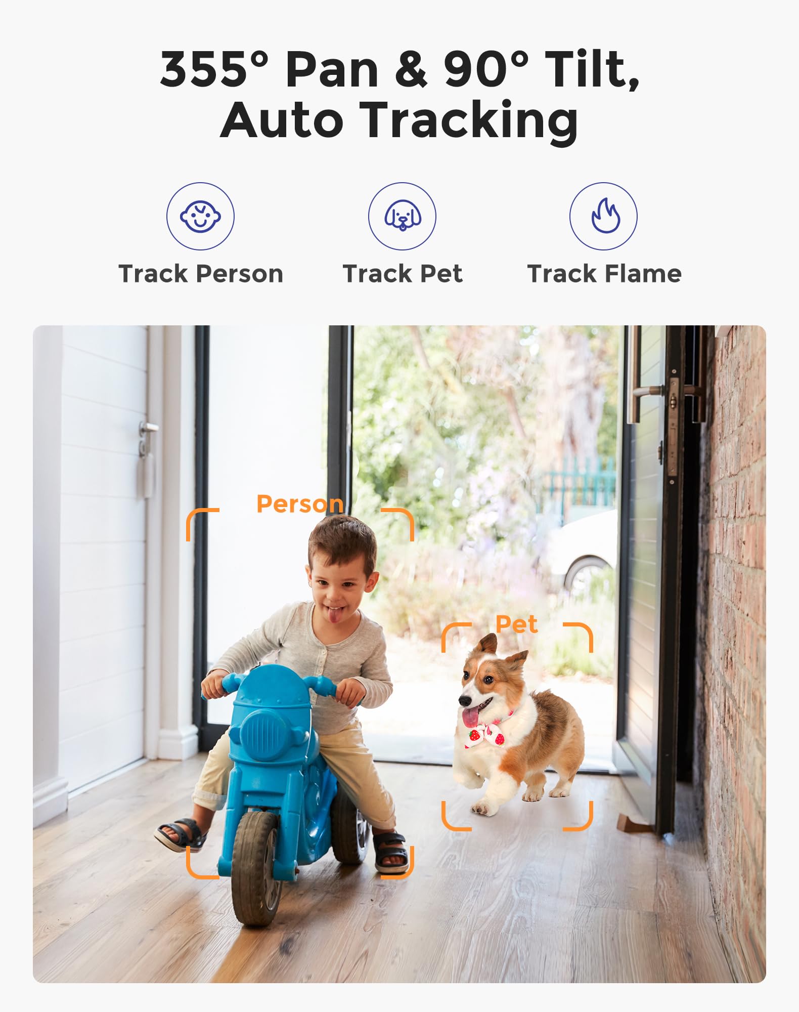 Hugolog 3K 5Mp Indoor Pan/Tilt Security Camera With Auto Focus,Ideal For Baby Monitor/Pet Camera/Home Security,Starlight Color N