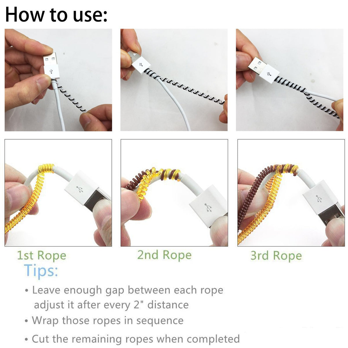 Rancco Spiral Cable Protector Headphone Cable Saver,7 Pc Cable Protect ...