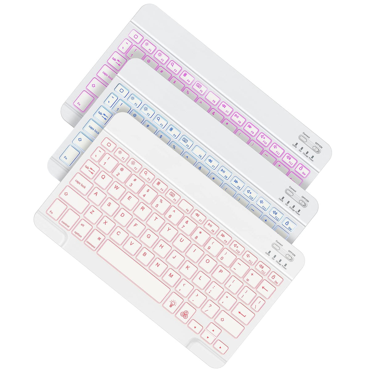 Omoton Bluetooth Keyboard, Wireless Rechargeable Keyboard For Ipad, Ipad Pro, Ipad Mini, Ipad Air With Illuminated Led (White)