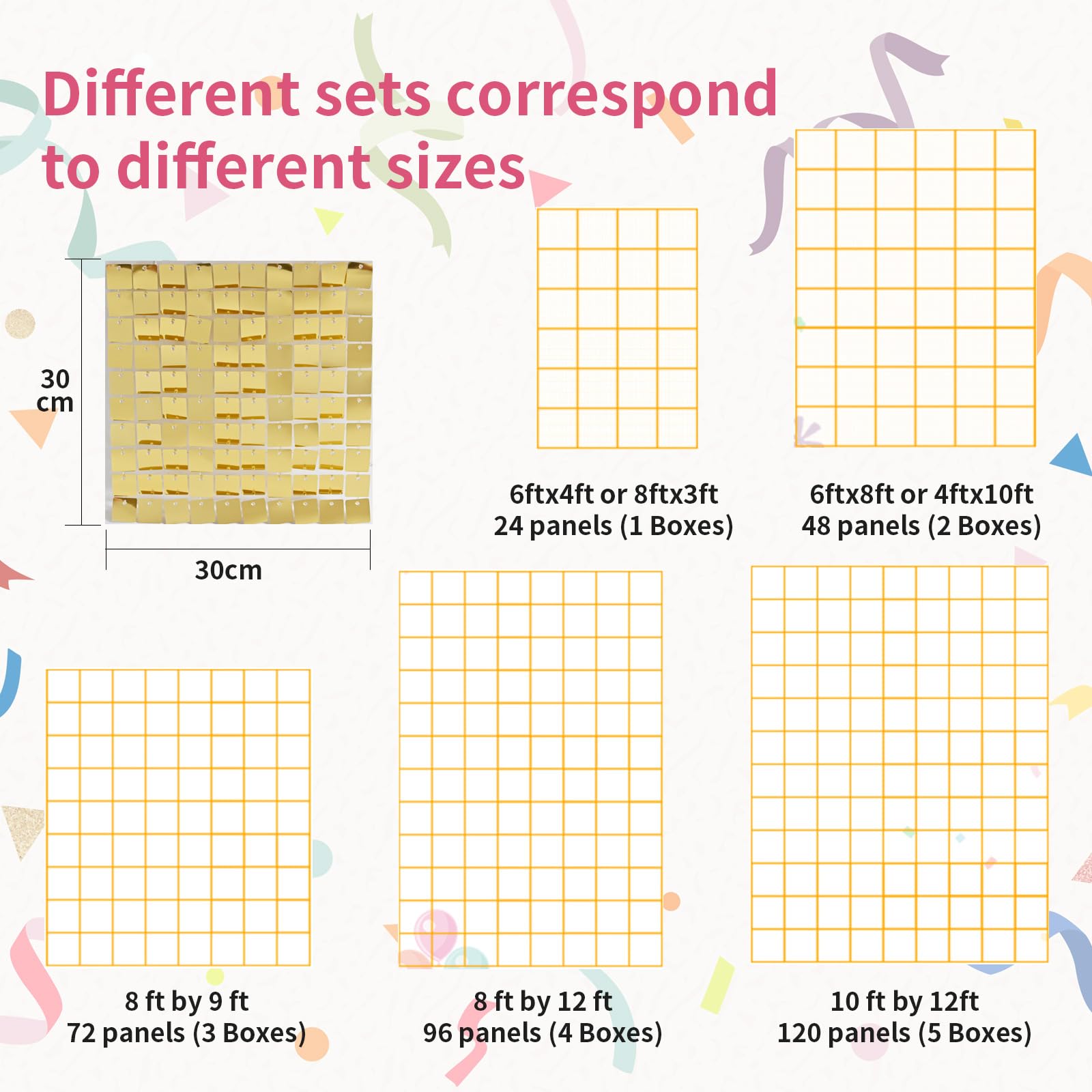 Gold Shimmer Wall Backdrop  24Pcs Square Sequin Panels For Party Wedding Birthday Disco Backdrop Decorations Or Photo Background