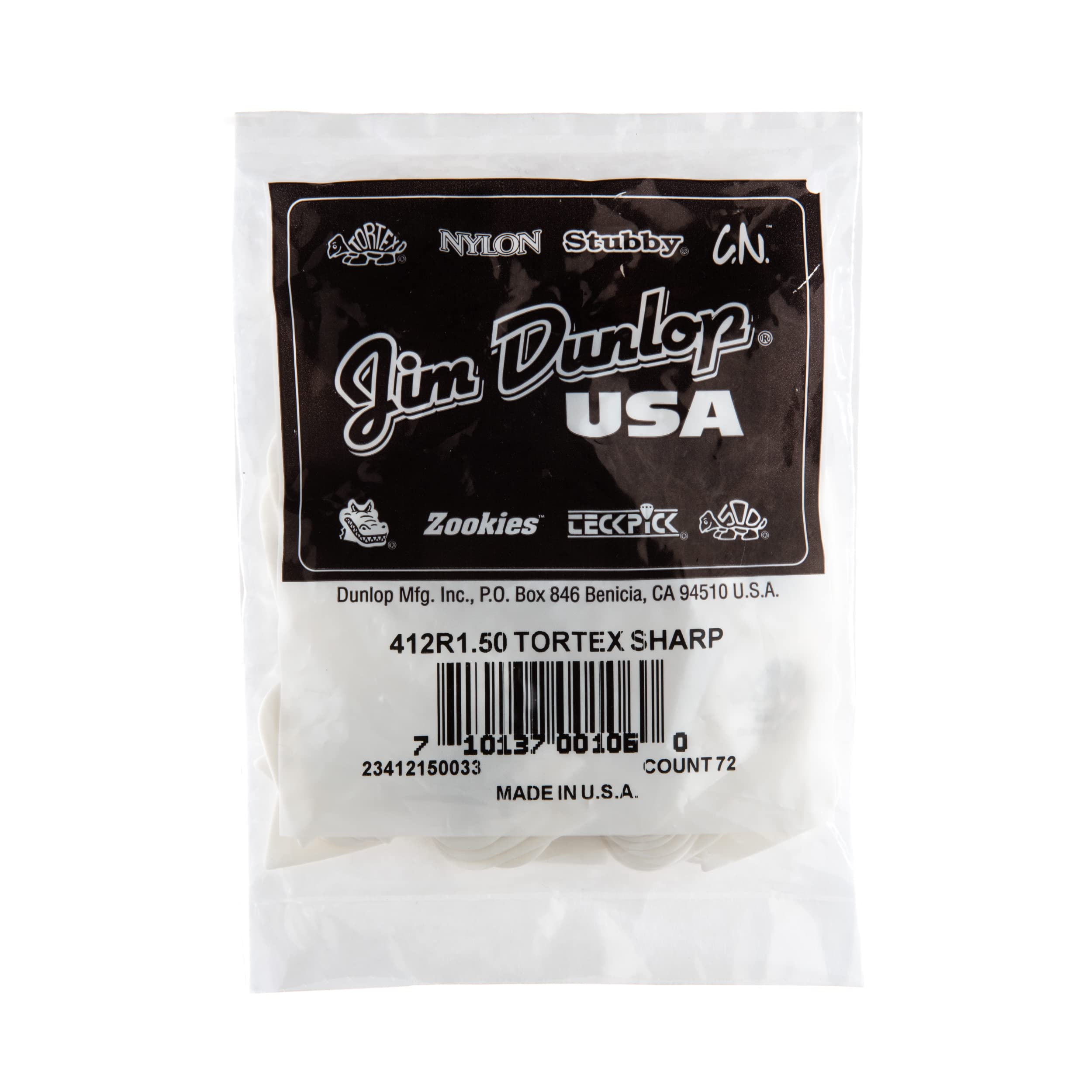 Dunlop Tortex Sharp Guitar Picks 1.50Mm White 72 Pack