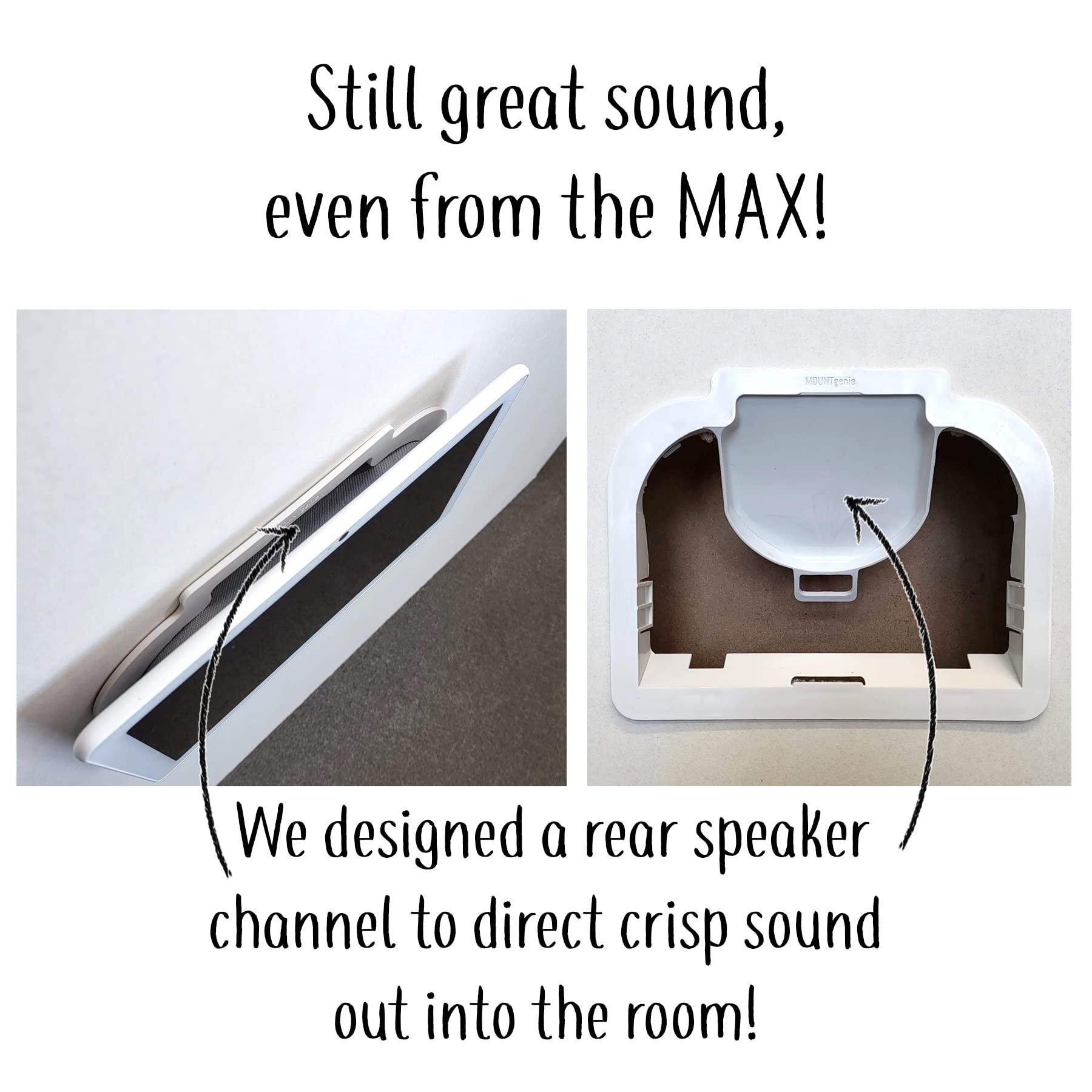 Mount Genie Wall Mount for Google Nest Hub MAX - White, Nylon, Fits Google Nest Hub Max - Model 850031581043