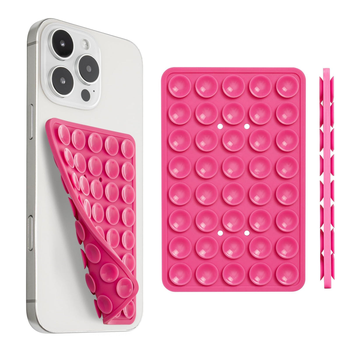 Upgraded Sucky Double Sided Suction Phone Octo Cup Buddy Mount - Anti-Slip Holder - Sticky Grip For Selfies, Videos (Hot Pink)