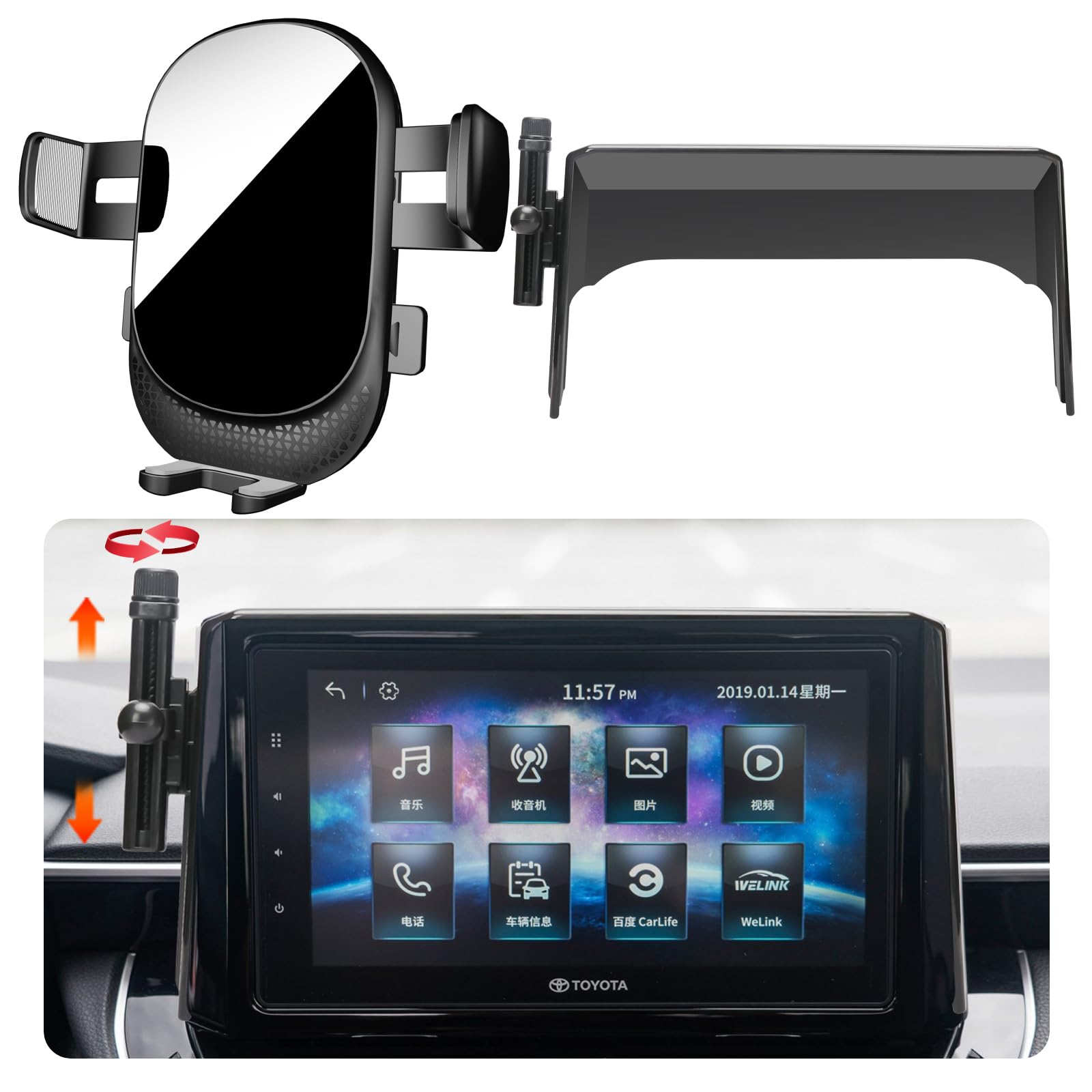 Car Phone Holder For Toyota Corolla Auto Accessories [Only For 2020-2025 Corolla] [Auto Lock Hands Free Cell Phone Mount Car Fit