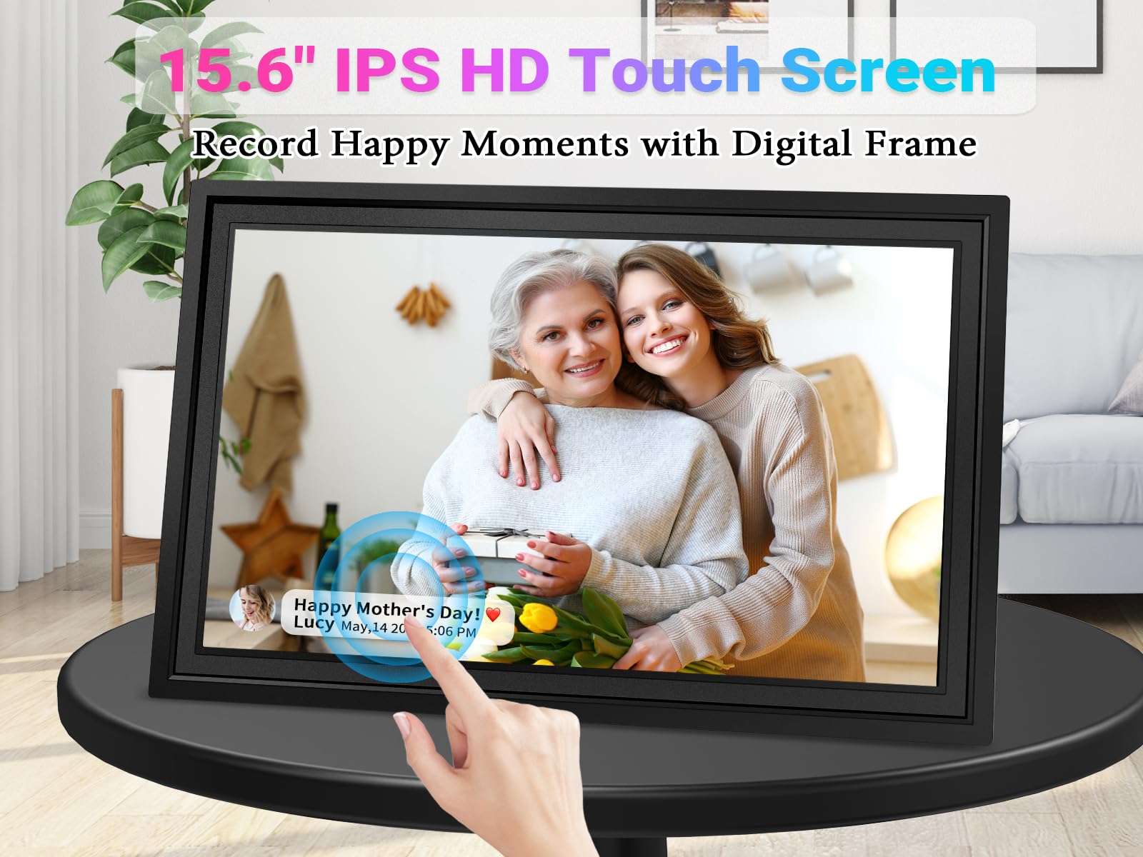 Yemsd Wifi Digital Picture Frame, 32Gb Memory, 15.6 Inch Large Digital Photo Frame With 1920X1080 Hd Ips Touchscreen, Auto Rotat