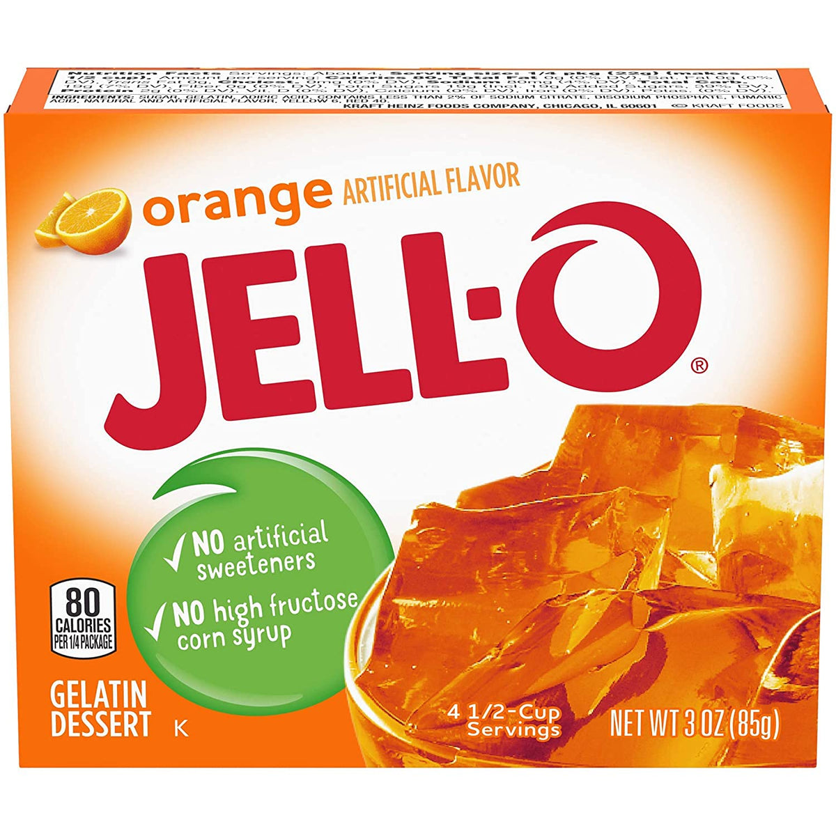 Jell O Jello Gelatin Dessert 3 Ounce Boxes Pack Of 4 (Orange)