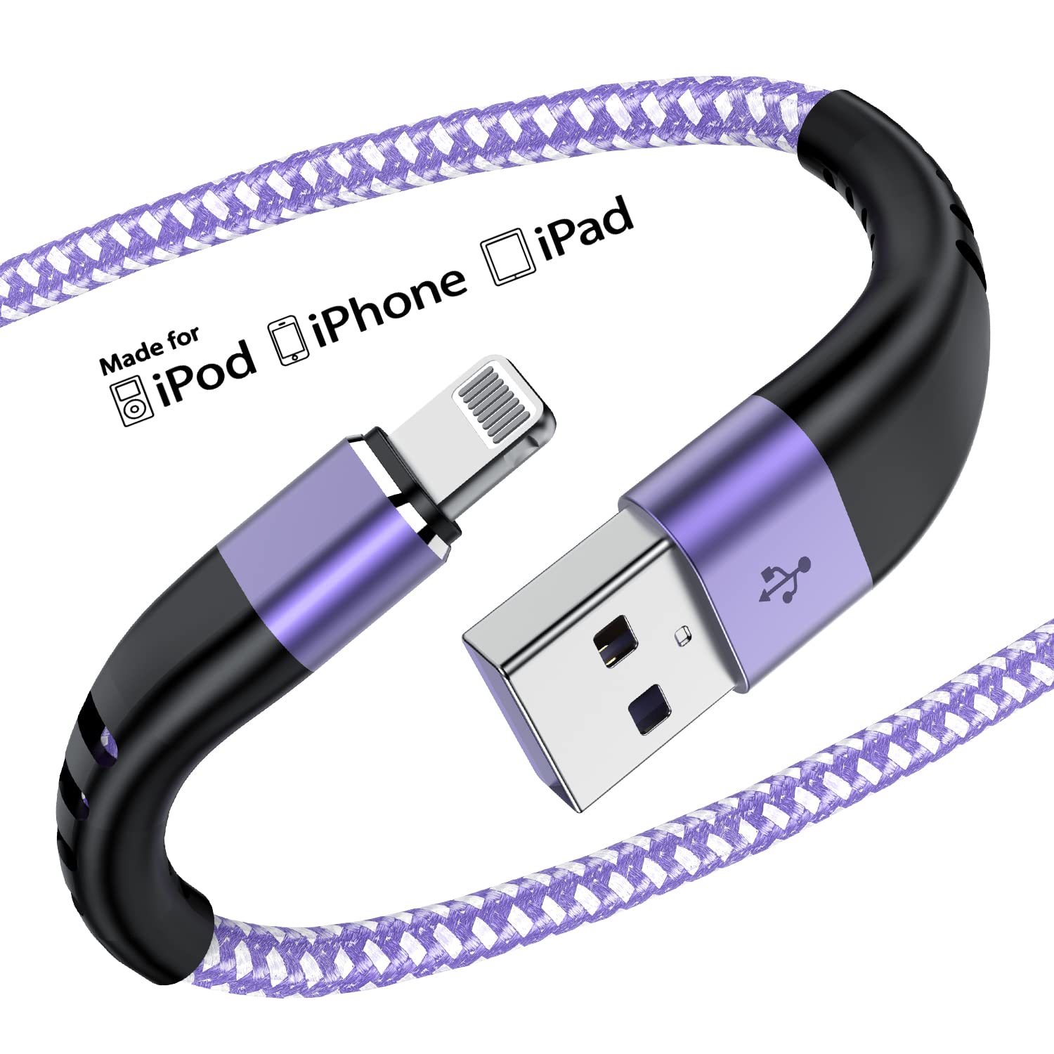 Essri 3Pack For Iphone Charger Cord 1Ft, Lighting Cable 1 Feet To Usb Charging Cable, Nylon Braided Charging Cord 1 Foot Compati