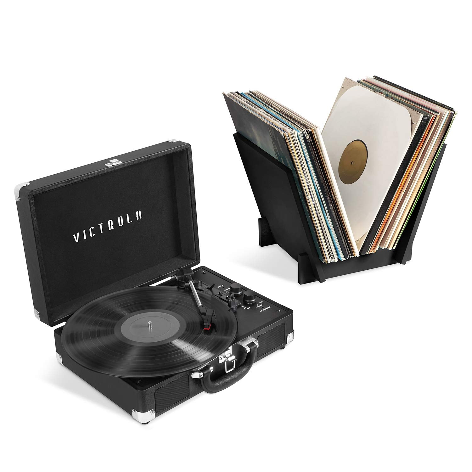 Victrola Journey+ Bluetooth Suitcase Record Player With Matching Record Stand