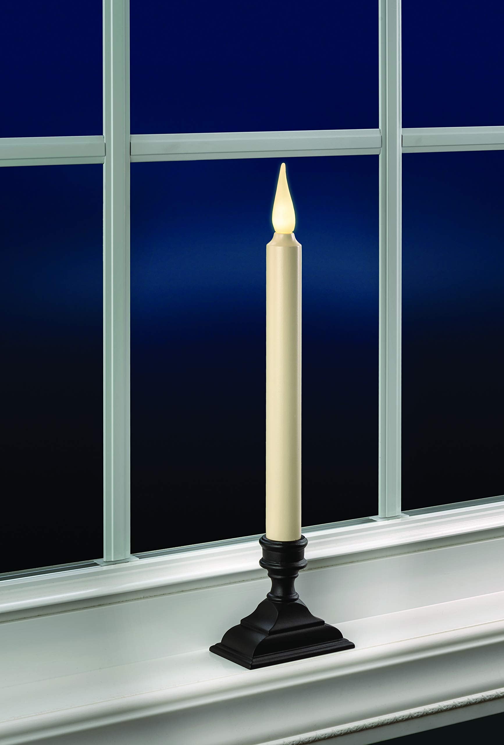Xodus Innovations Fpc1650 Battery Operated Flameless 12 Inch Taper Candle And Base With 3D Warm White Flickering Flame And 6 Hou