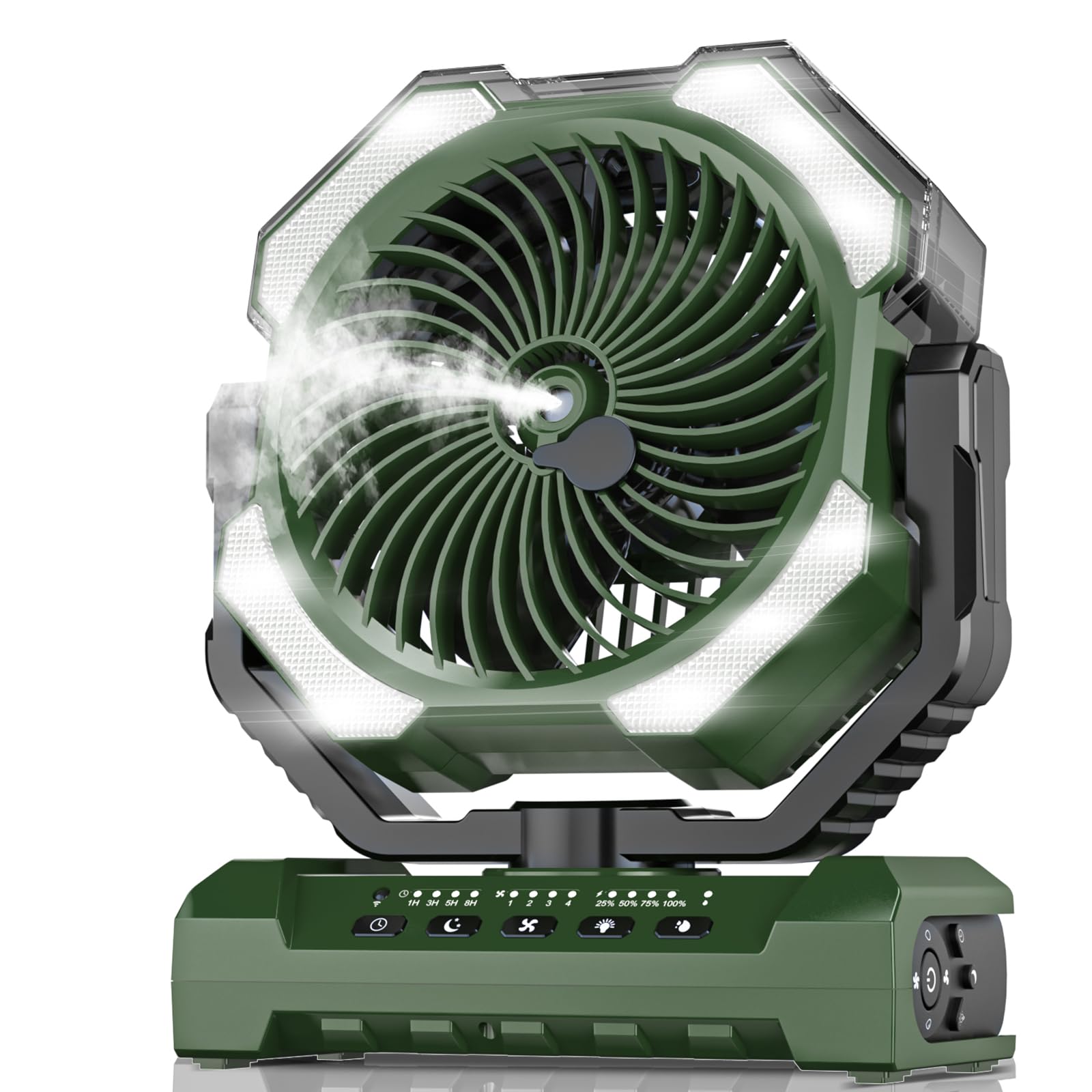 Misting Fan Portable with 250ml Water Tank, 24000mAh Rechargeable Cooling Fans for Outside, Outdoor Water Misters with 2 Mist Mo