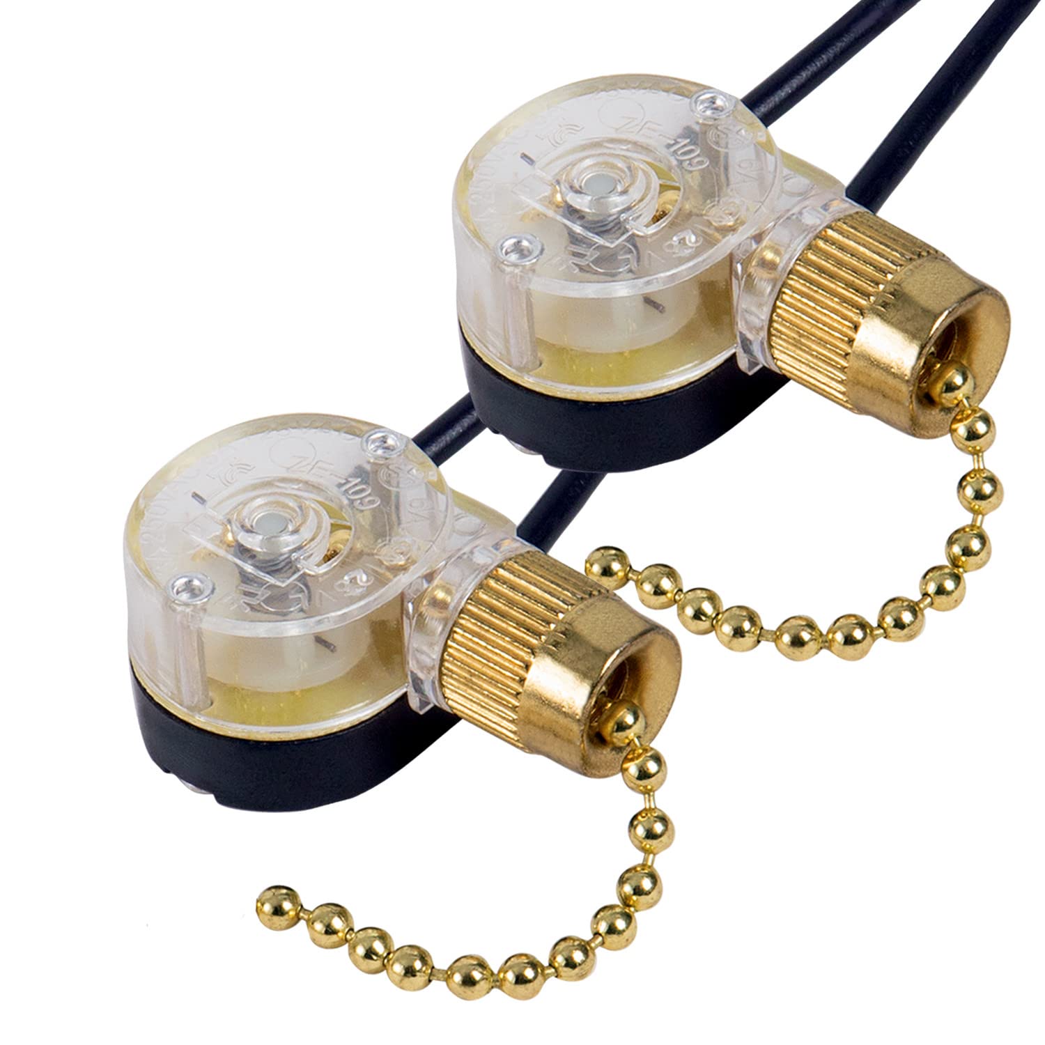 Pull Chain Switch Zing Ear ZE-109 Ceiling Fan Switch Ceiling Fan Light Lamp Replacement 2 Pack Brass