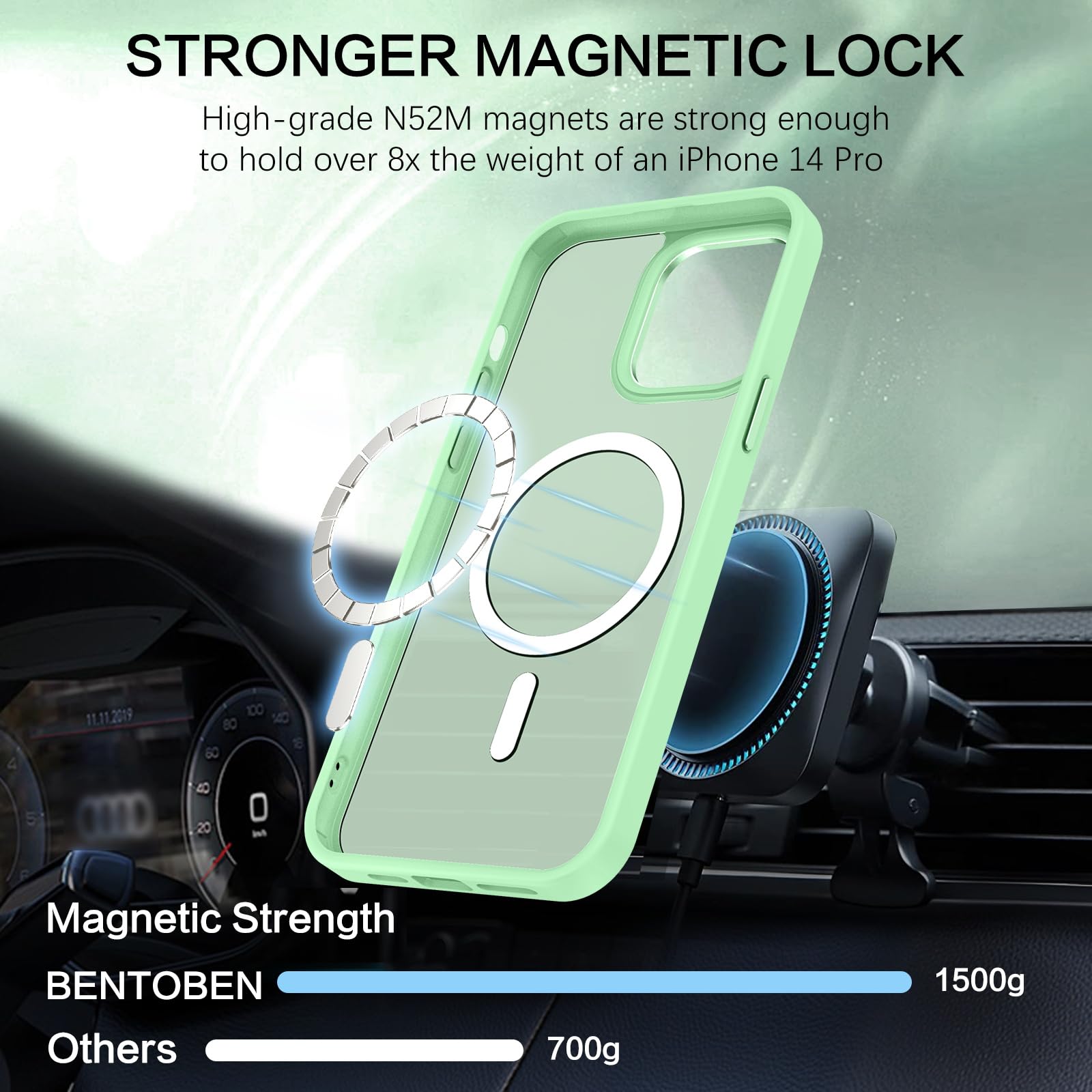 Bentoben Magnetic For Iphone 13 Pro Case, [Compatible With Magsafe] Translucent Matte Slim Shockproof Women Men Girl Protective