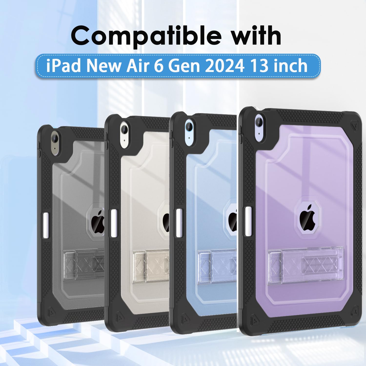 Zonefoker For New Ipad Air 13 Inch Case 2024 M2, 13'' Ipad Air Case 6Th Gen 2024 13 Inch Slim Cover With Pencil Holder Heavy Dut