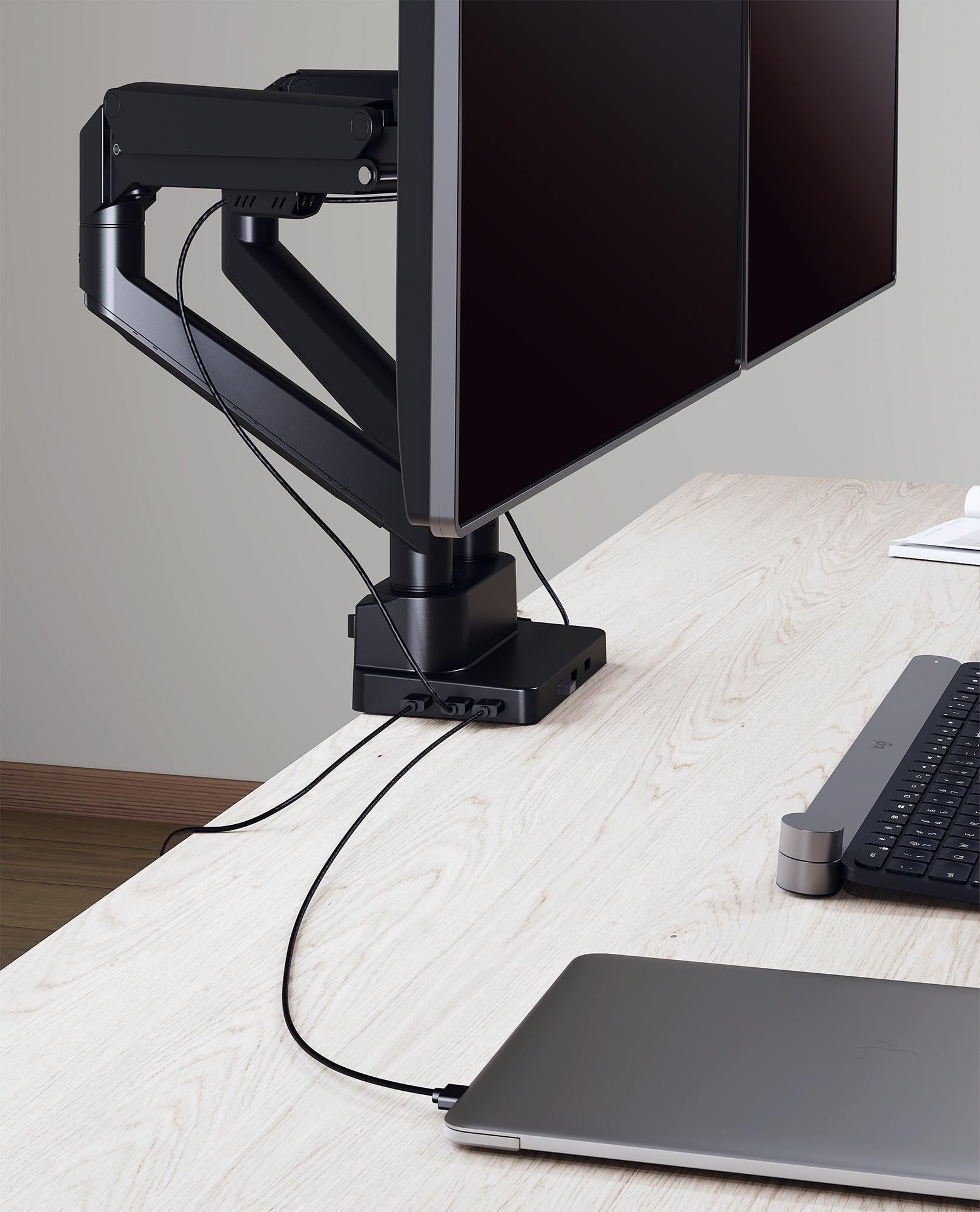 Dual Monitor Desk Mnt W Dock