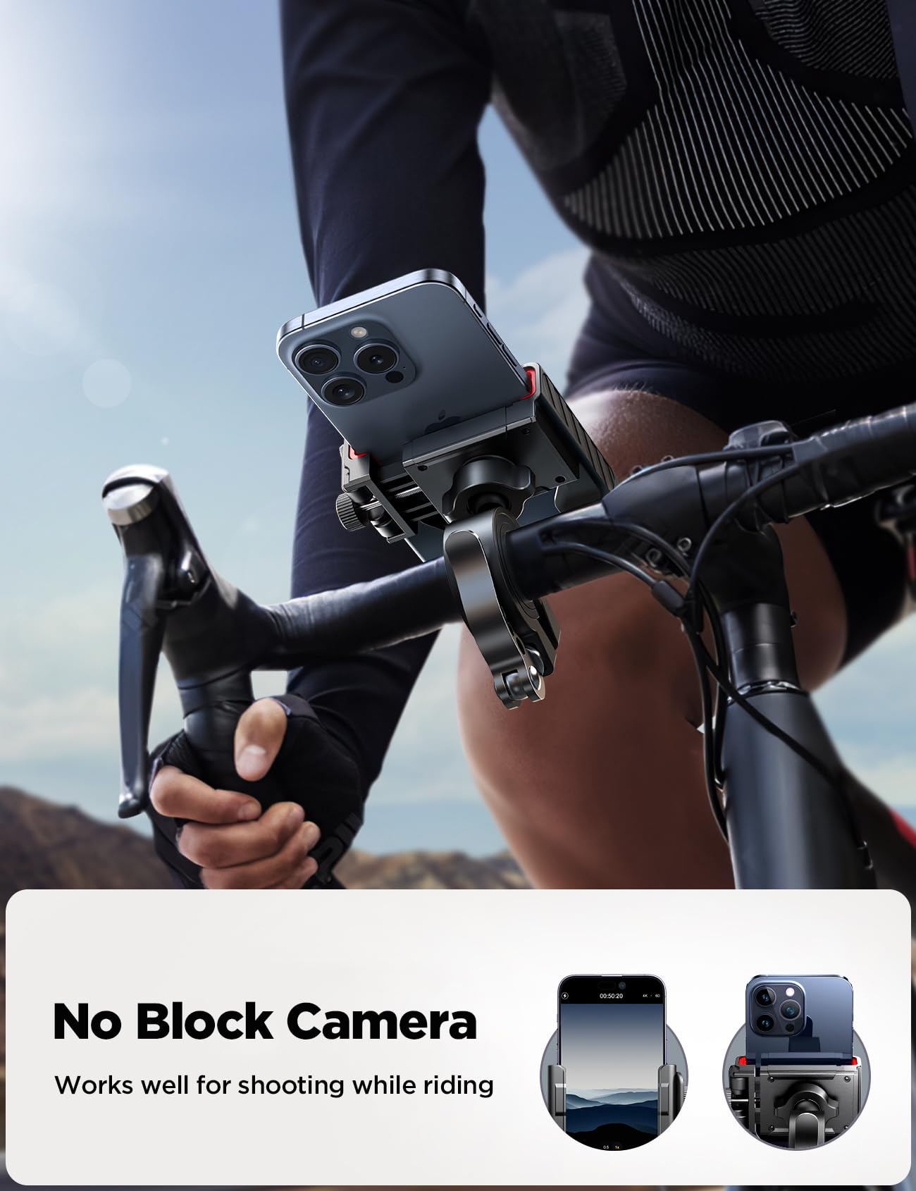 Joyroom Motorcycle Bike Phone Mount Holder - Bicycle Handlebar Cell Phone Mount - Stroller Scooter Phone Clip For Iphone Samsung
