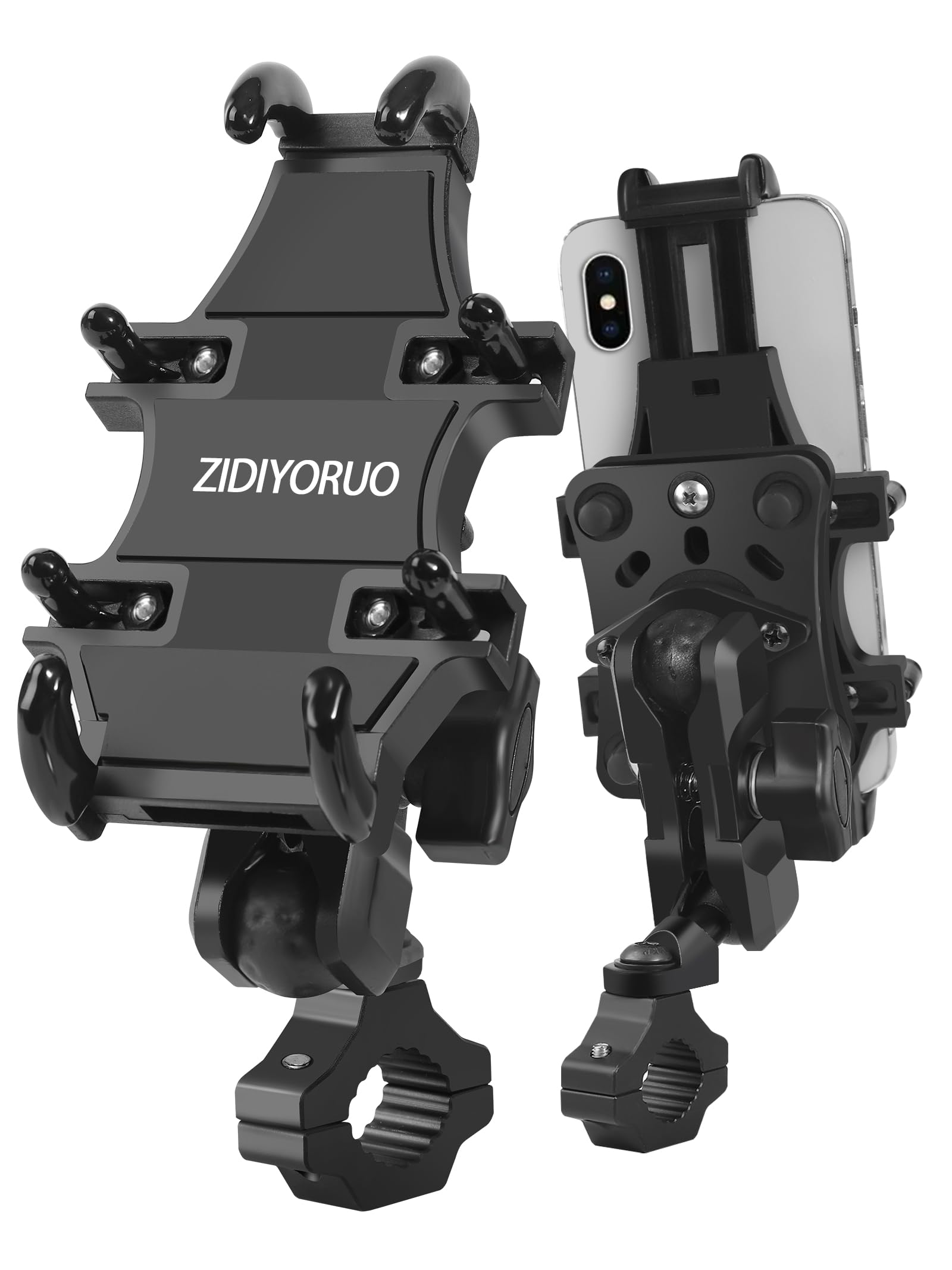 Zidiyoruo Motorcycle Atv Phone Holder, Aluminum Heavy Duty Phone Mount For Motorcycle Universal 7/8'' 9/8'' Handlebars, Fit For