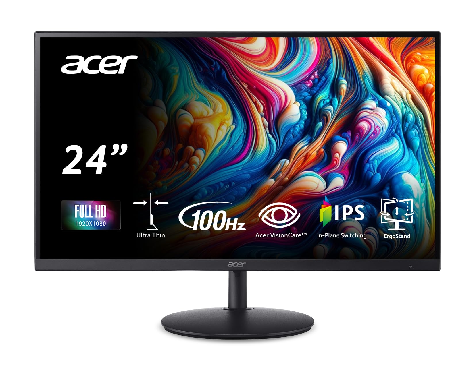 Acer SH242Y Ebmihx 23.8 FHD 1920x1080 Home Office UltraThin IPS Computer Monitor AMD FreeSync 100Hz Zero Frame Height/Swivel/T